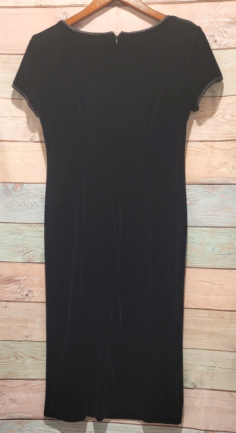 VTG 90s Robbie Bee Black Velvet Dress Cocktail Goth Whimsigoth Holiday Sz PS