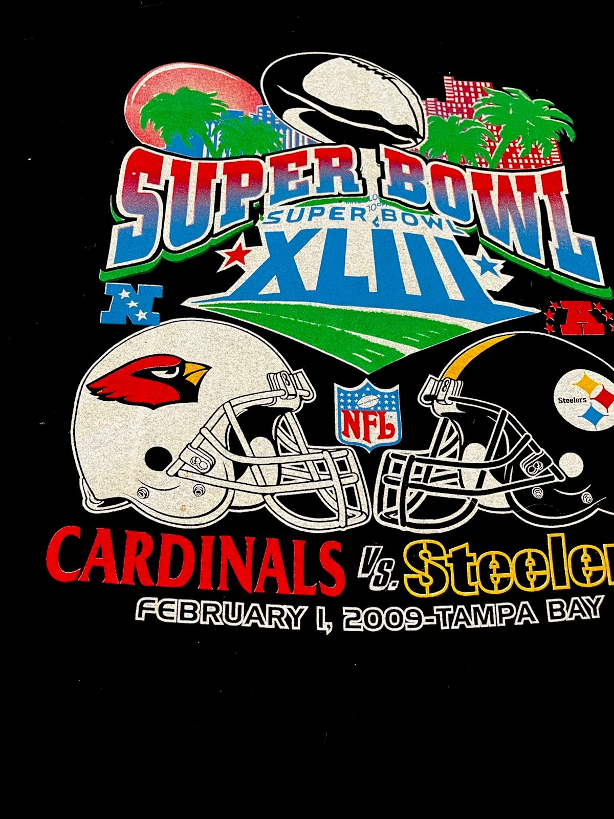 2009 Super Bowl XLIII T-Shirt Black Steeler vs. Cardinals NFL