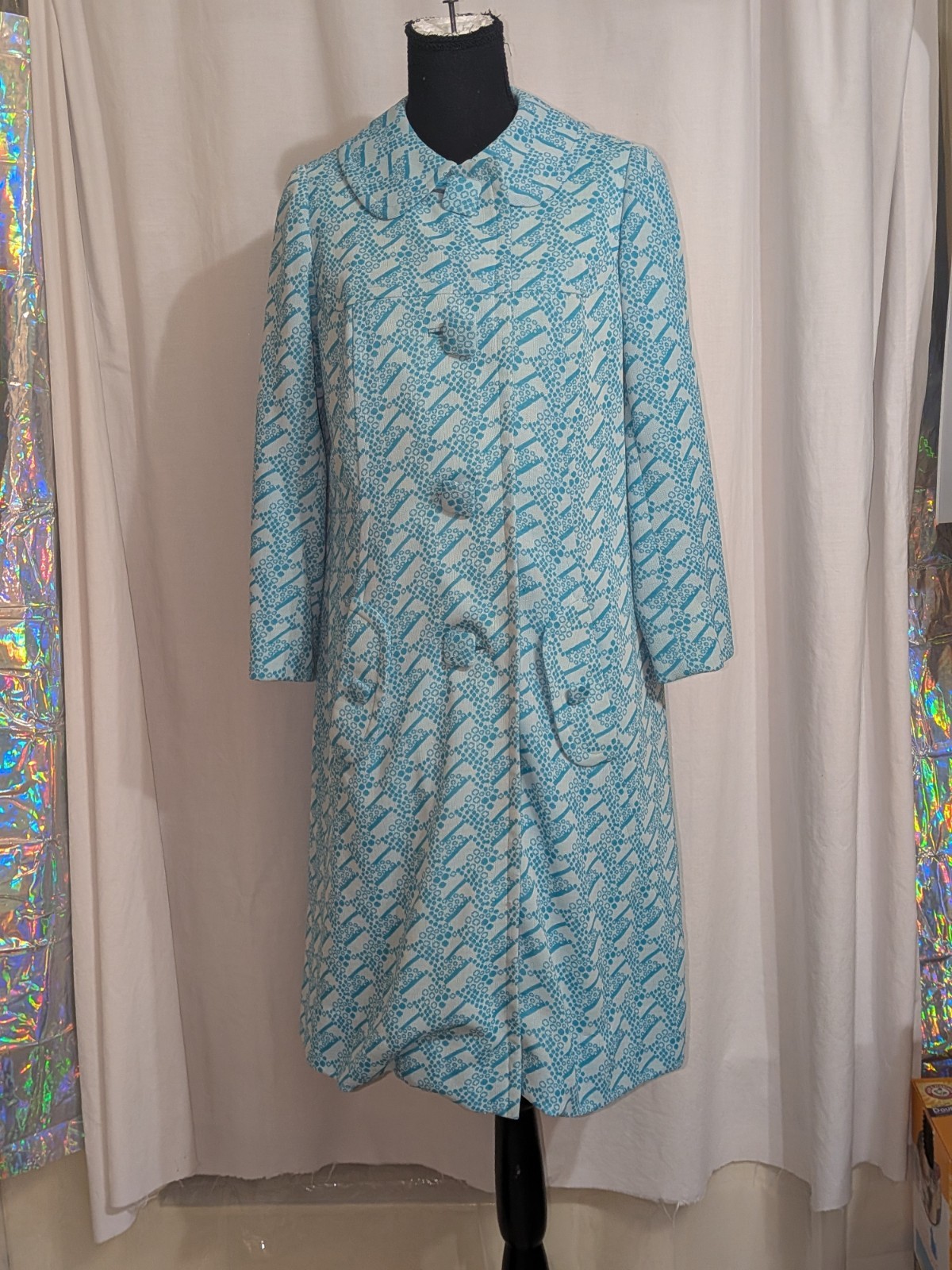 VTG 1971 Mod/GoGo Handmade By Sandy Bob’s Trench Coat W/ Blue Satin Lining Sz M