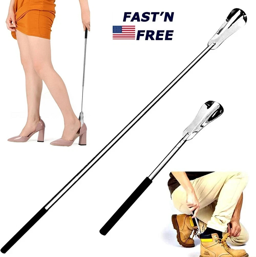 New Extra Long Handle Shoe Horn Stainless Steel 25″ Handled Metal Shoehorn Horns