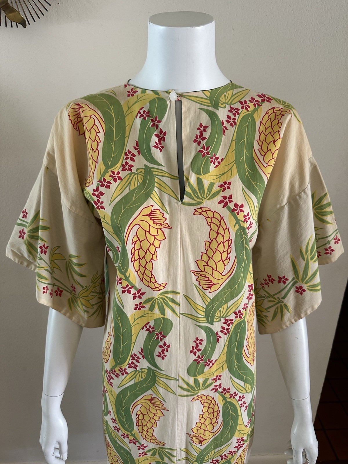 50s Nani of Hawaii Honolulu Pake Muu Dress Tropical Bamboo Tiki Resort Luau VTG