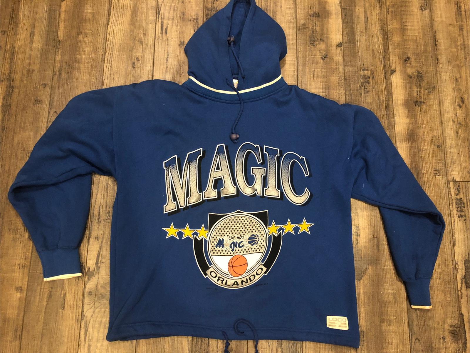 Vintage Logo 7 1991 Orlando Magic NBA Hoodie Men’s Size Large Blue Korea