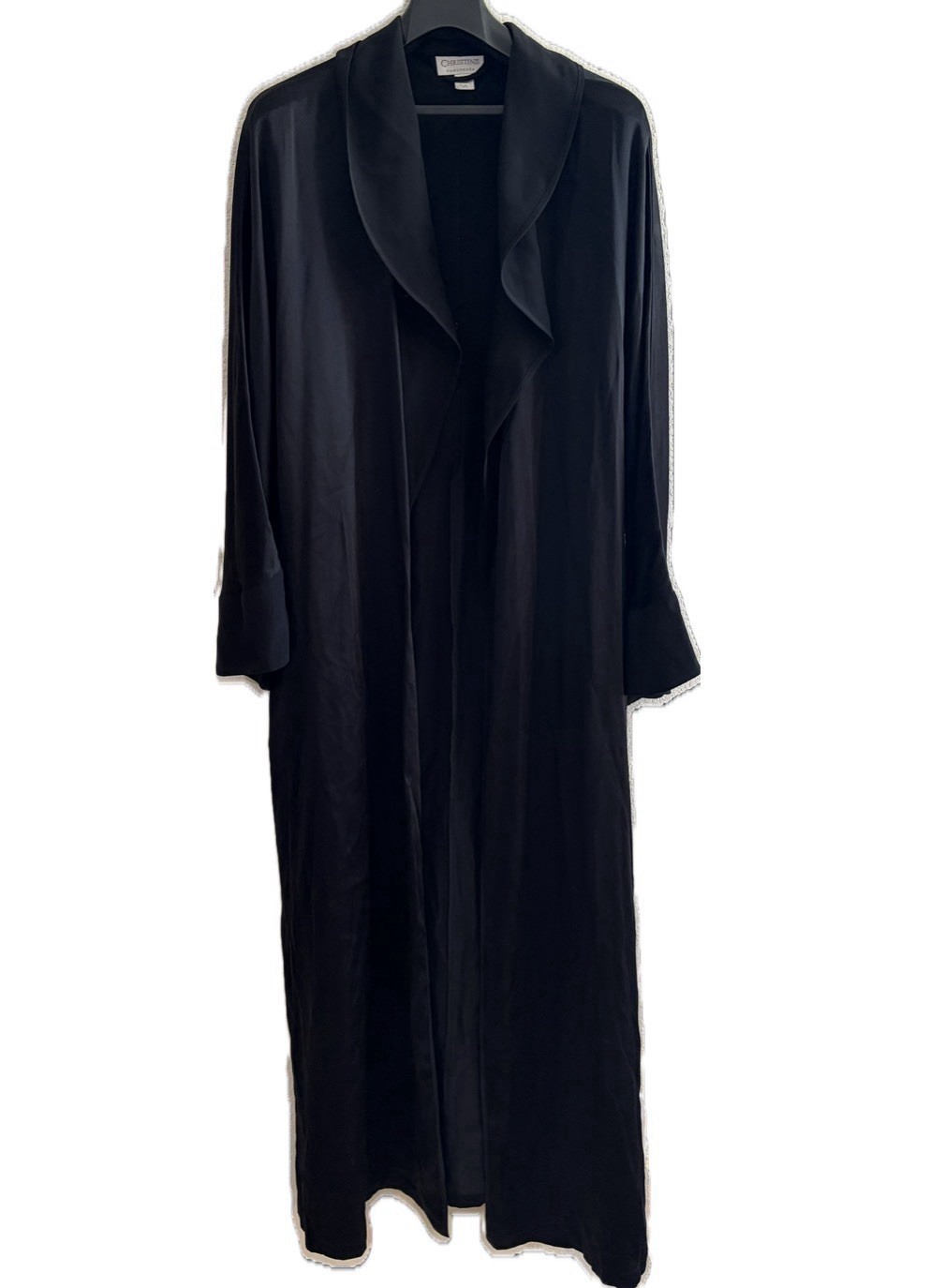 100% Silk Christine Vancouver Vintage Black Long Lingerie Robe Large