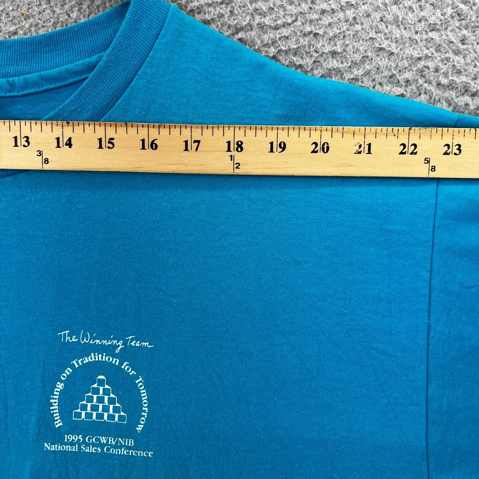 Vintage 90s Hanes 50/50 T Shirt Adult XL USA National Sales Conference 1995 Teal