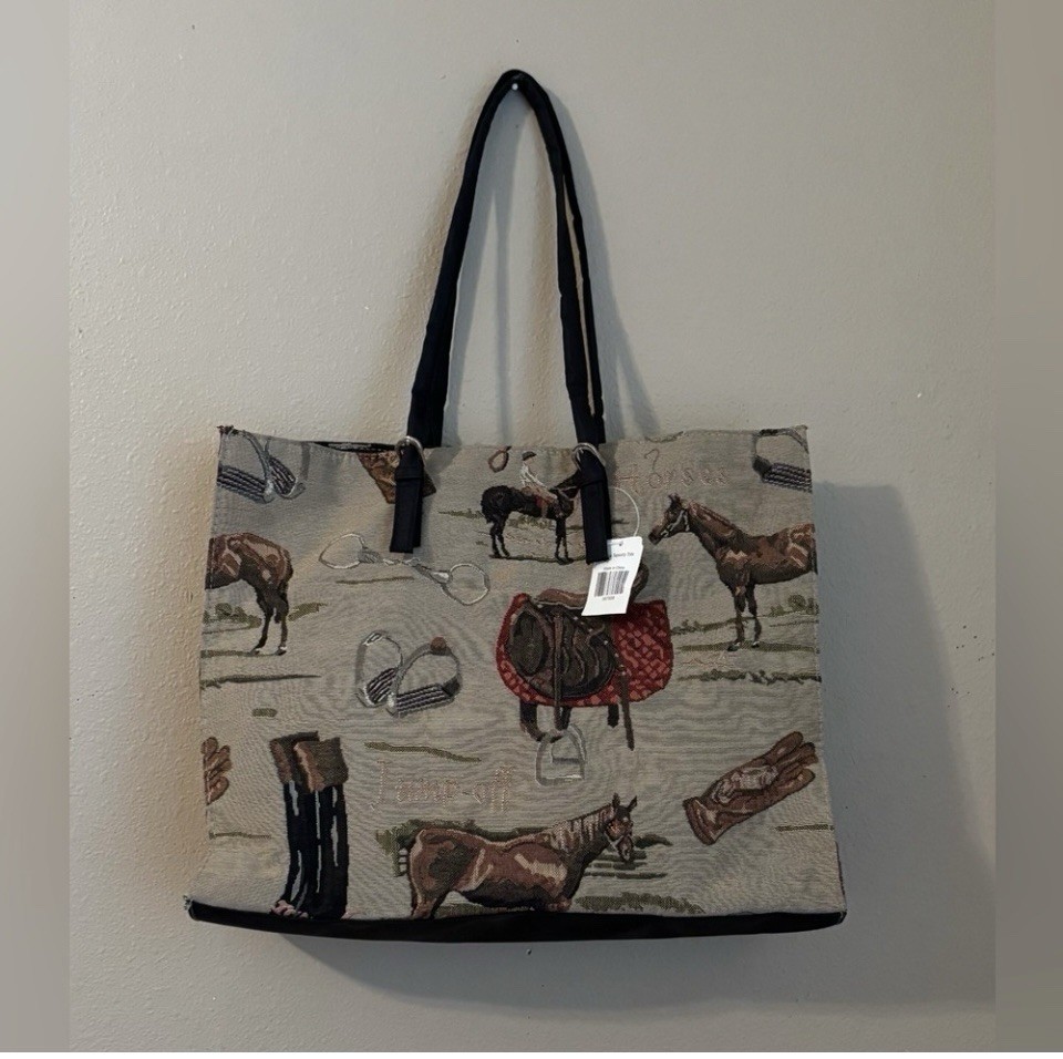 Classic Old Money Preppy Tapestry Academia Equestrian Purse