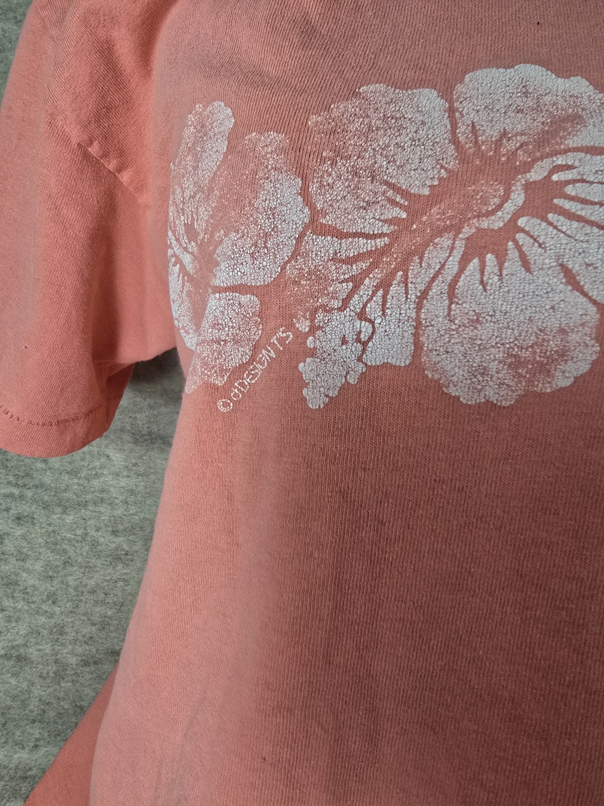 Vintage 80s/90s Stedman Super Hi-Cru Puffy Ink Pink Hibiscus Hawaii T-shirt XL