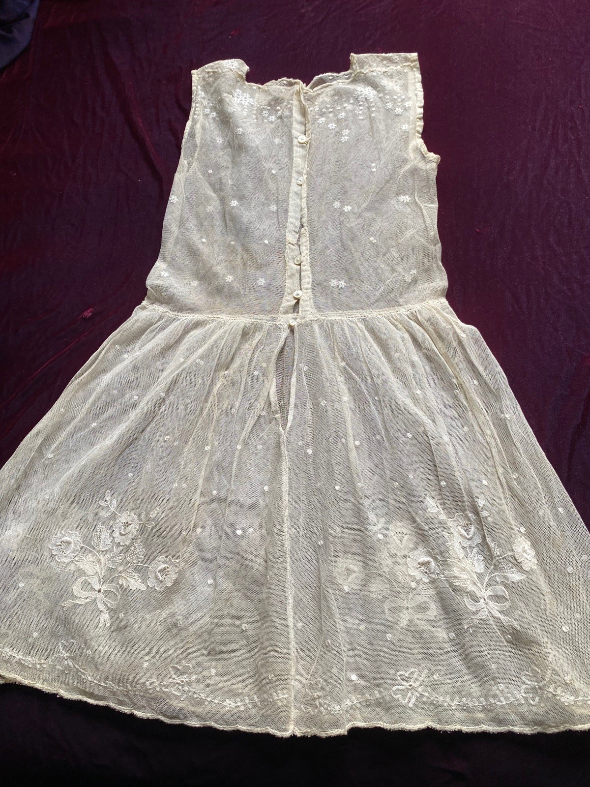 Art deco Orig 30,s Girls Overdress Of Hand Made Lace. About 5 See Pics For Size