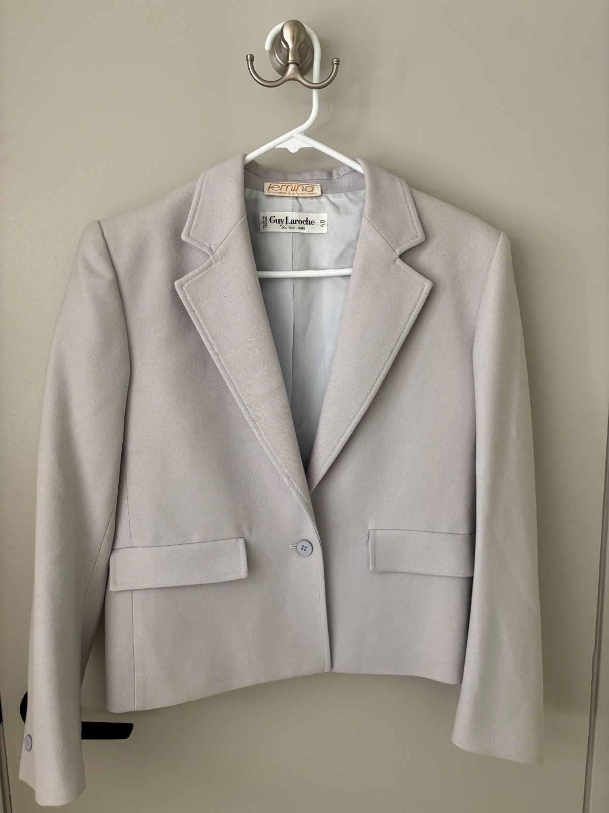 Vintage Guy Laroche Paris Wool Skirt Suit Set Made in France Size 40 / US 10