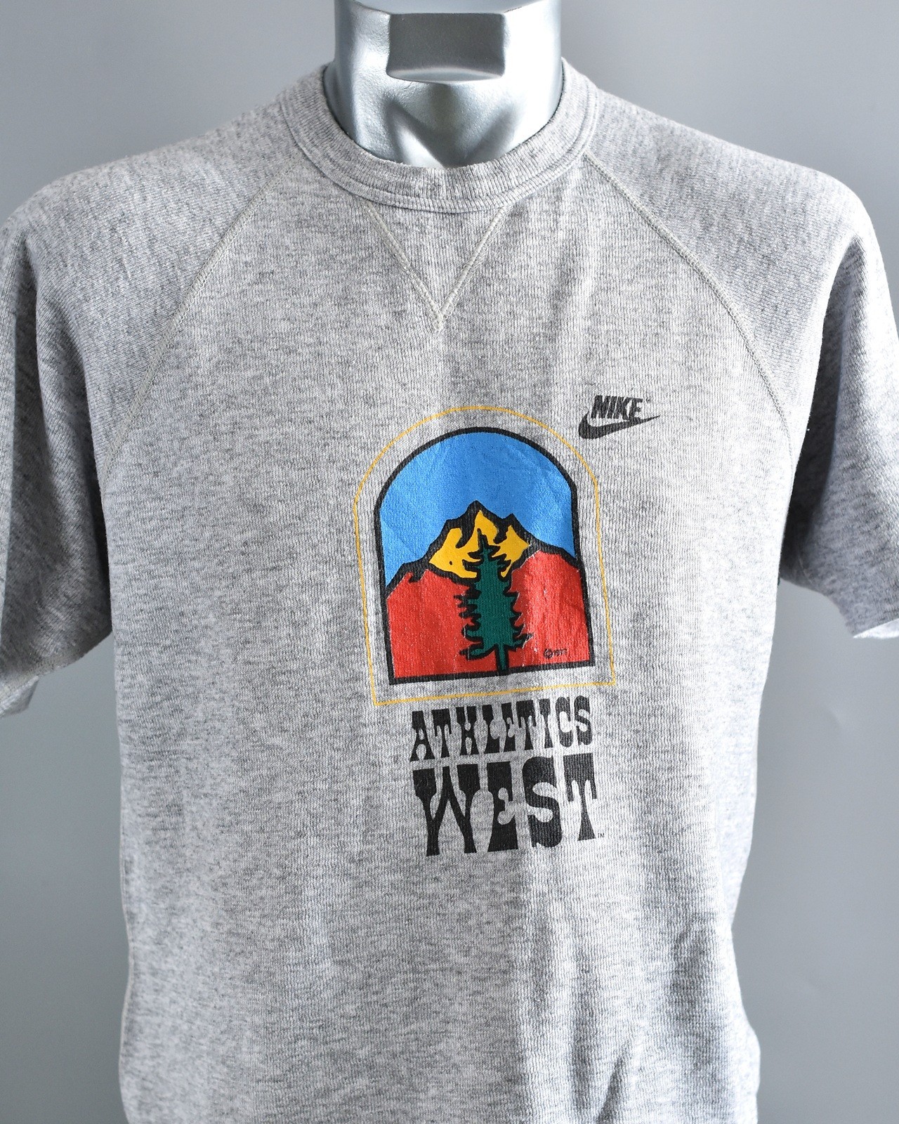 1970s Vintage Nike Athletics West Crewneck Sweatshirt Short Sleeve Sweater