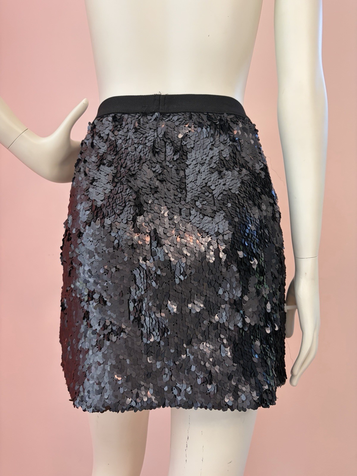 VTG Y2K Charlotte Russe Black Sequin Mini Skirt club sparkle indie Party M L