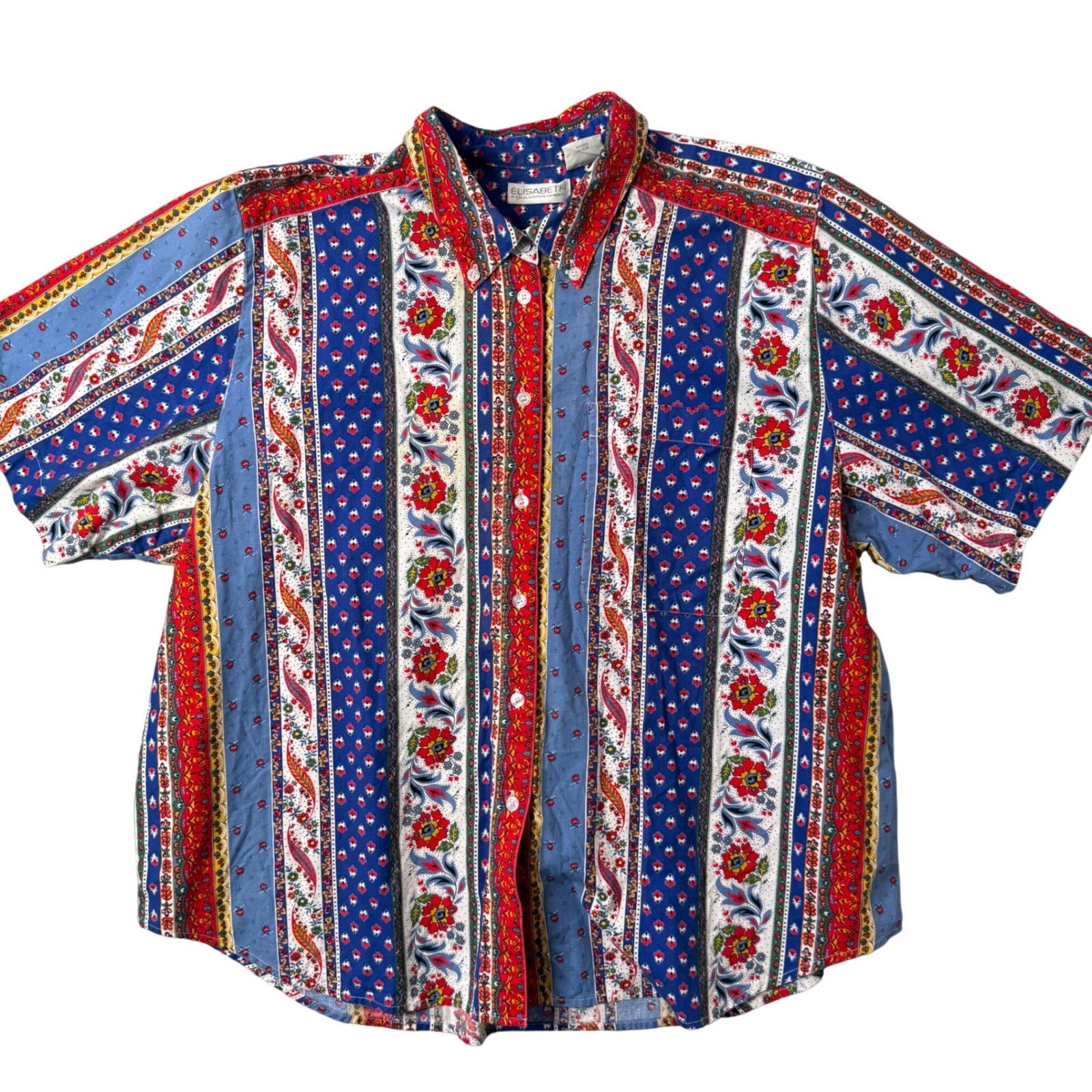 Vintage 90s Floral Patchwork Boxy Shirt Size 20 Novelty Cotton Western Eclectic
