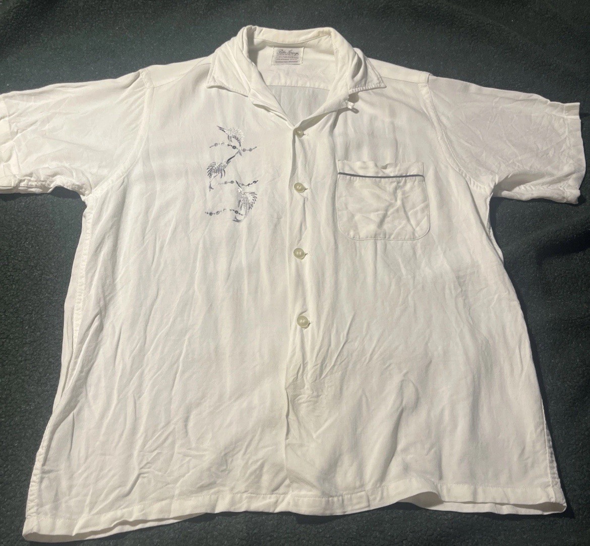 Palm Springs By Elton Vintage 50s Loopneck Embroidered Shirt M Rockabilly