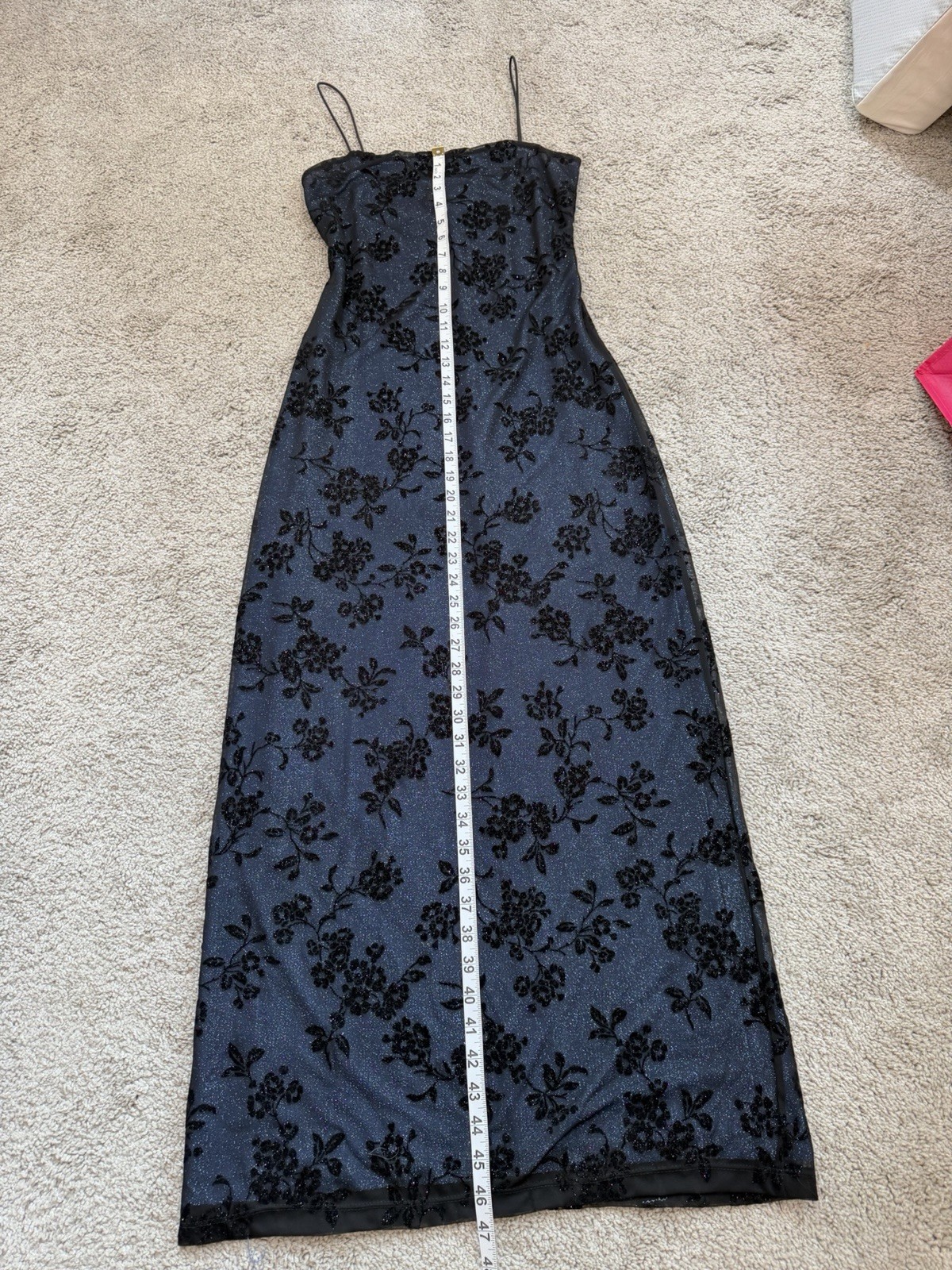 Vintage a fortiori 90s Y2k Glitter Floral Mesh Overlay Slip Maxi Dress Prom