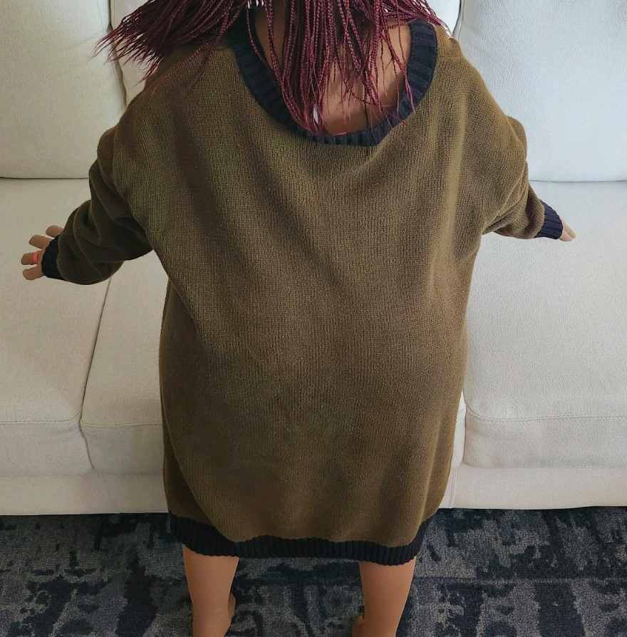 Rare VTG Betsey Johnson Green Purple Devil Cotton Tunic Dress Sweater Used