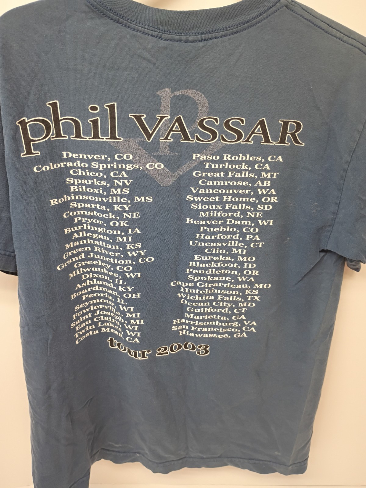 Alstyle Phil Vassar Tour 2003 Blue Double-Sided Graphic T-Shirt Men’s M