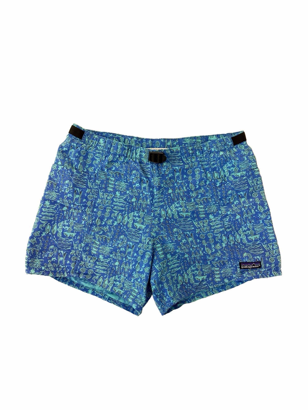Vintage 1991 Patagonia River Shorts Sea Bream Pattern Belted Made In USA Size S