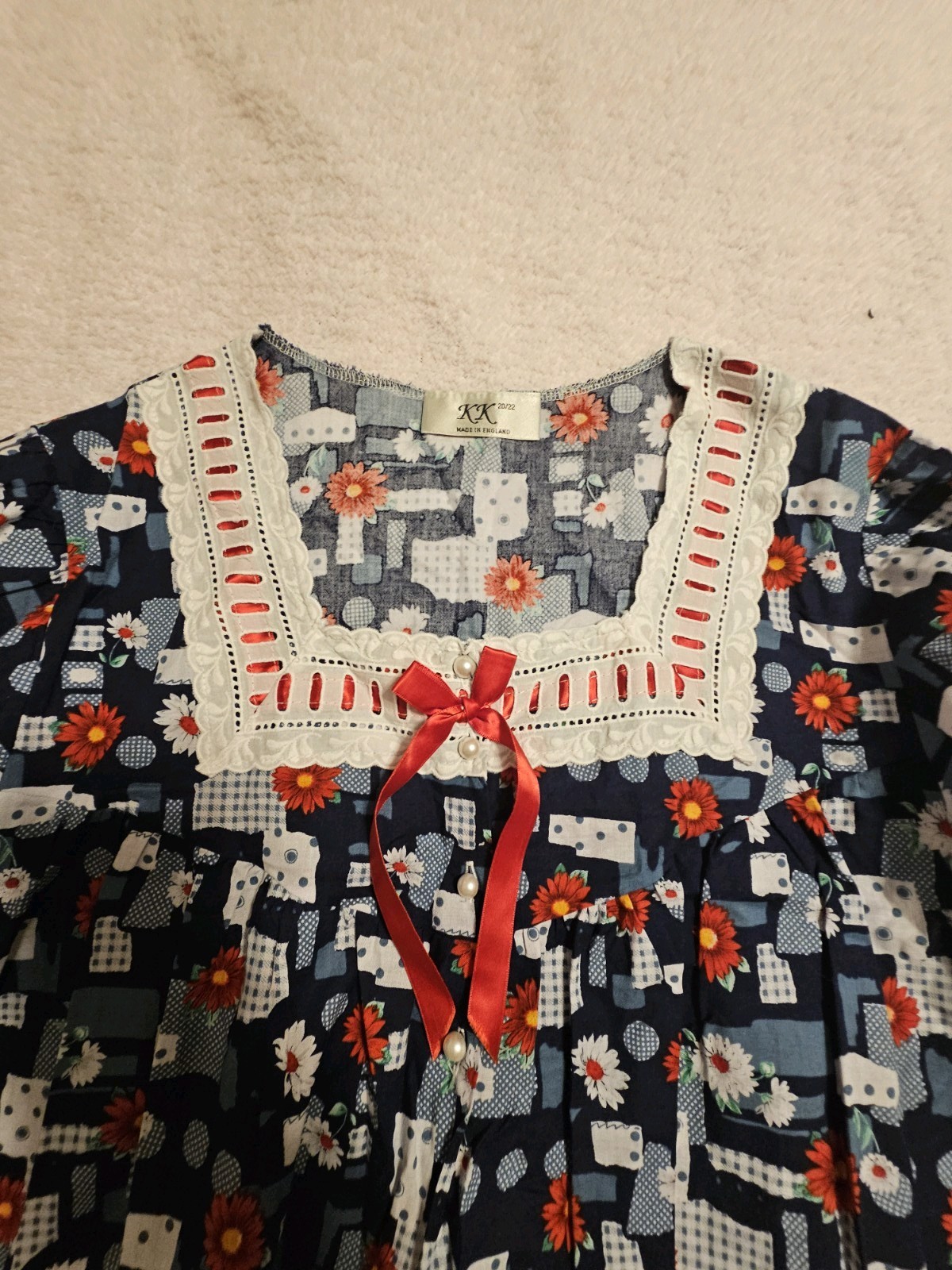 K K Made In England Vintage Nightgown Women’ Size 20/22UK,18USA Patchwork Design