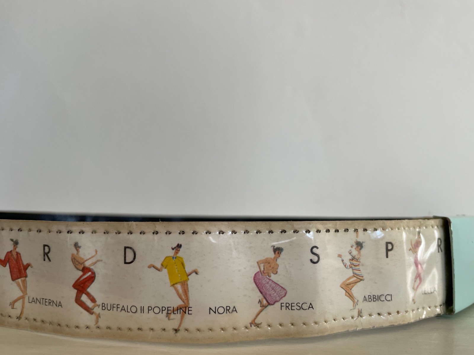 Rare Vintage Fiorucci Belt Spring 1980 Plastic & Paper Metal Buckle Illustrated