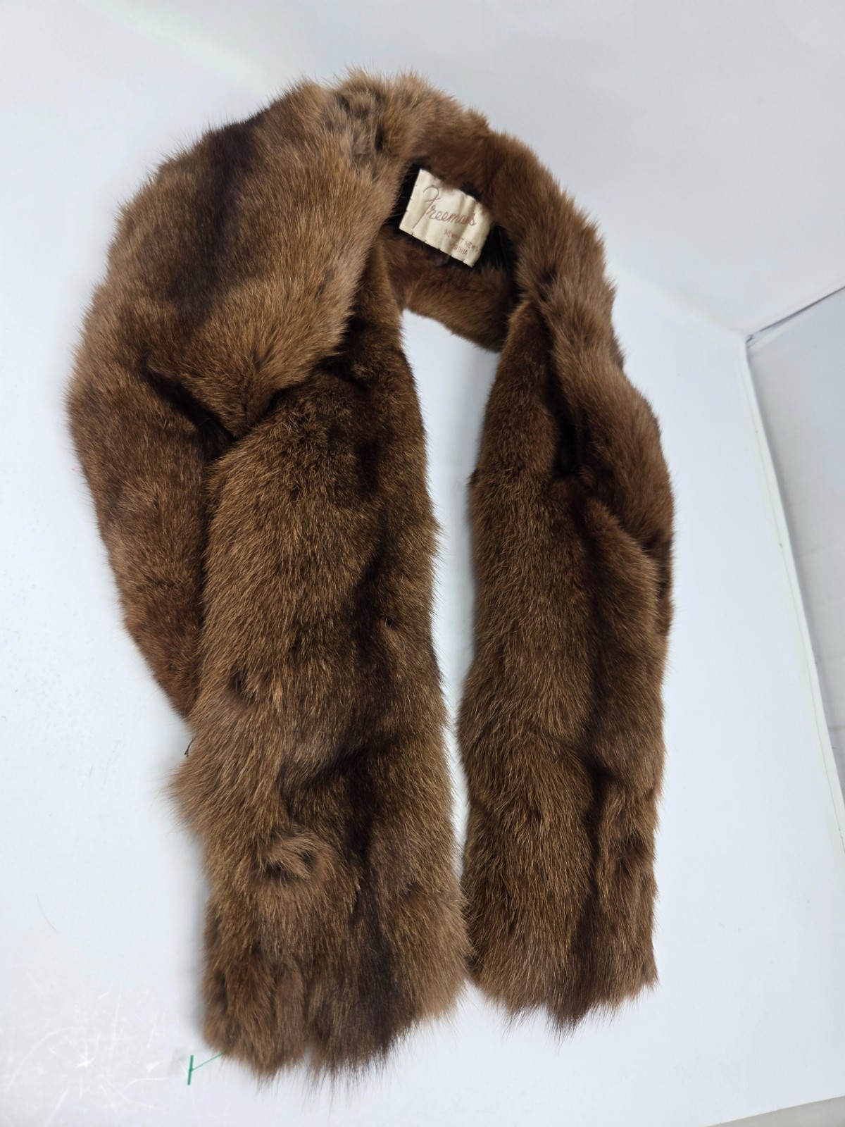 Vintage 40″ Freeman’s Brown Fur Stole Wrap Newport News VA Felt Lined USA Made