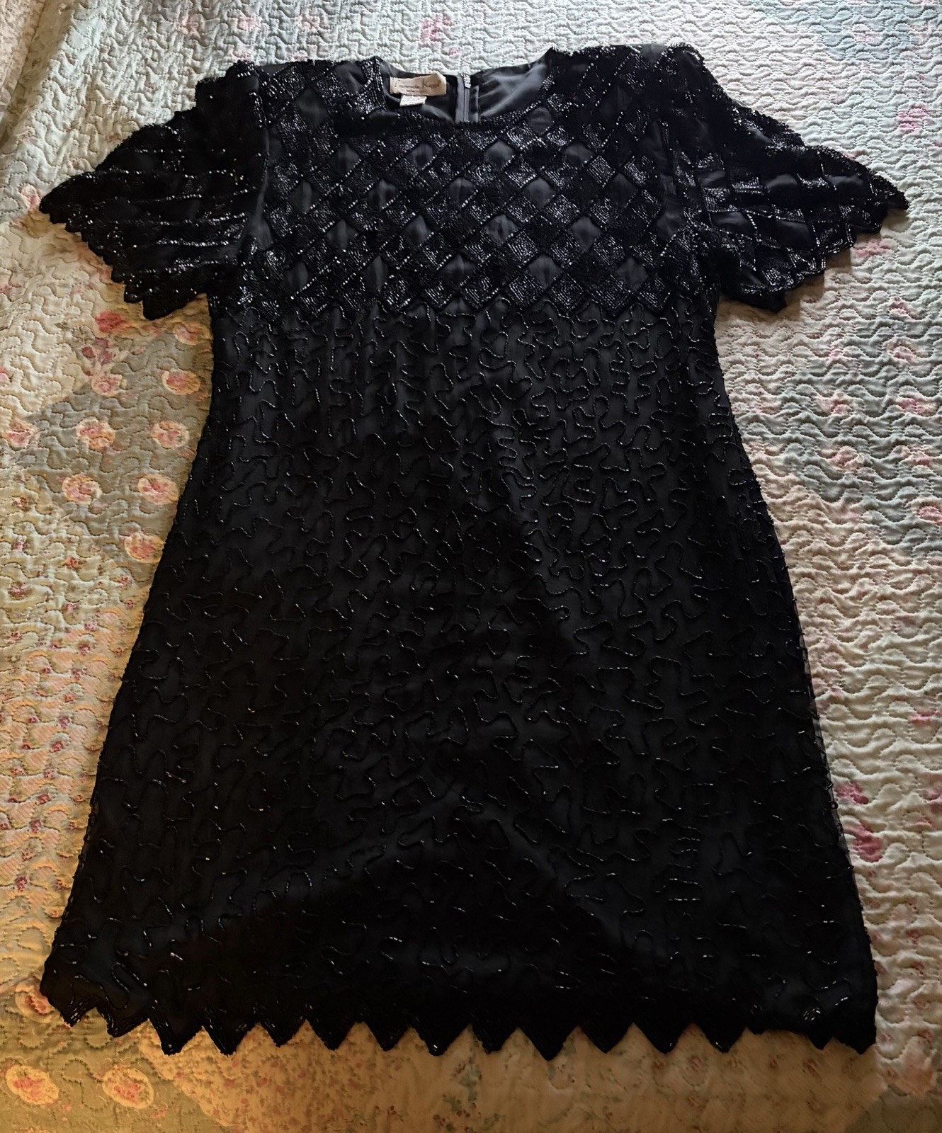 Laurence Kazar New York vintage 1980s beaded silk Cocktail Dress