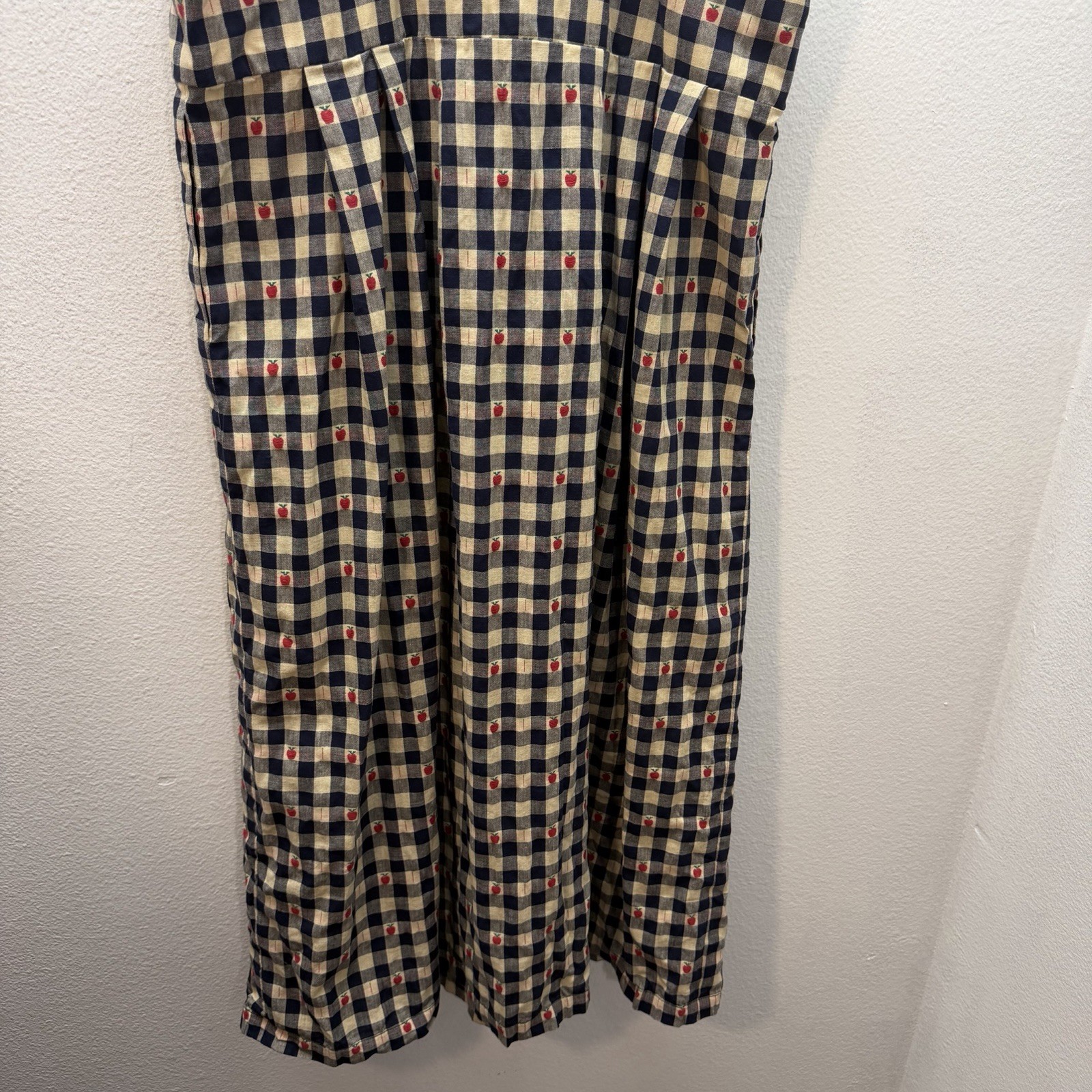 Vintage 90’s Pinafore Teacher Dress Apple Print Novelty Modest L/XL MIDI Tank