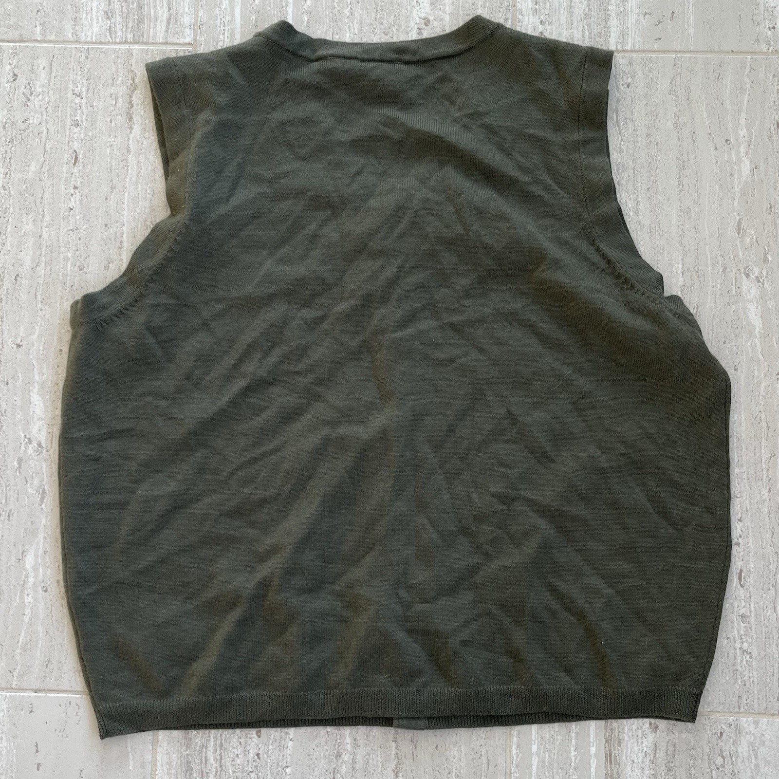 Vtg 90s Field Gear 100% Merino Wool Sweater Vest Green V-Neck Button Mens Large