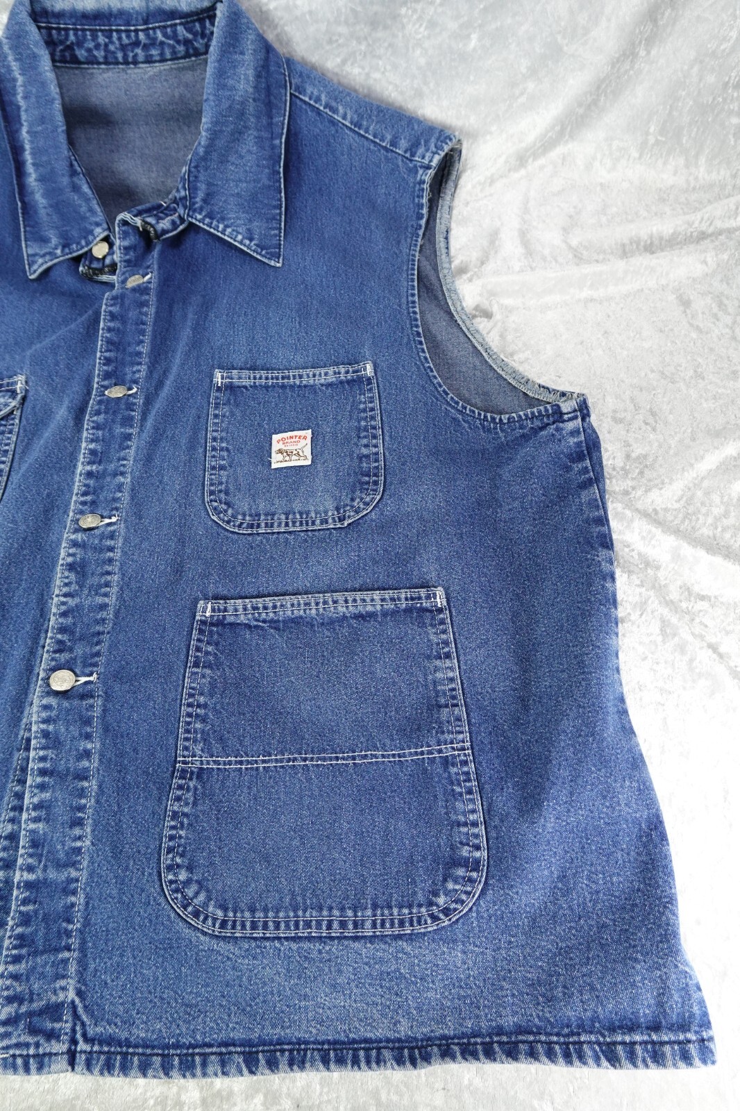 Vtg Pointer Brand Denim Chore Vest Made In USA Men’s Sz 58 Multi-Pockets