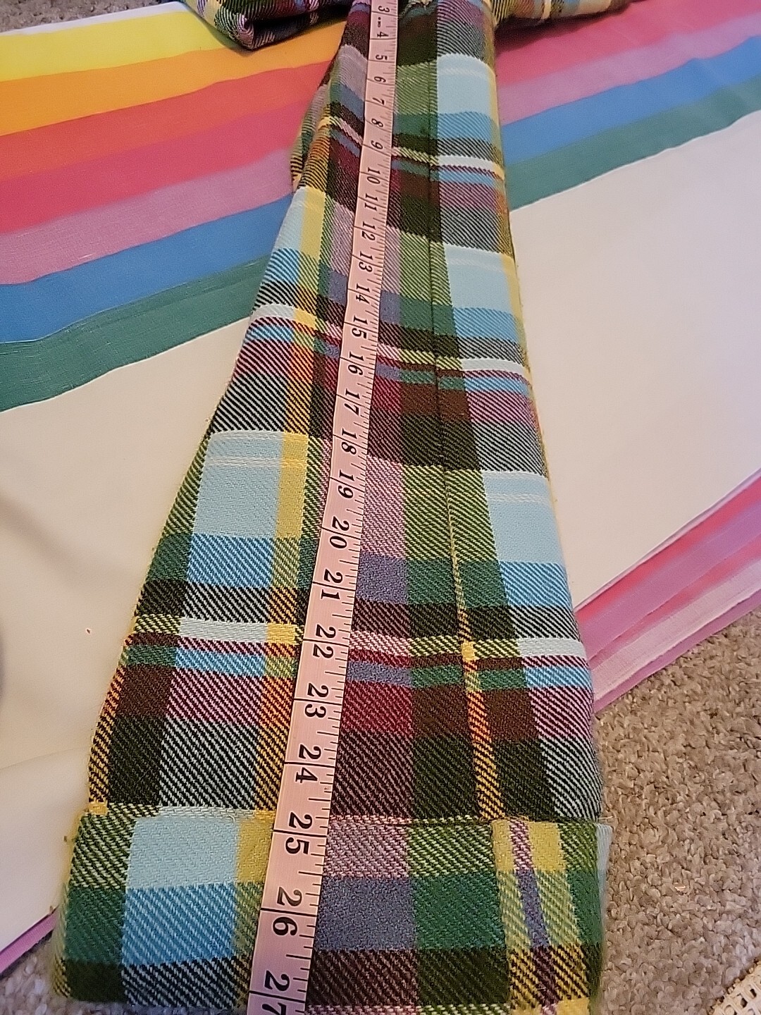 Vintage Levis For Me Plaid Pants 70s Bell Botton Cuffs 24 In Waist