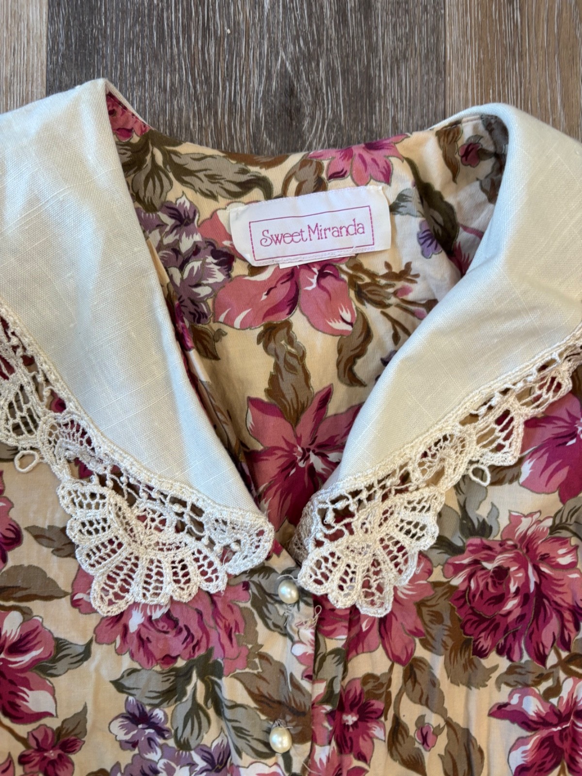 Vintage 80s Midi Dress Pastel Floral Cottagecore Garden Party Tea Dress Size M