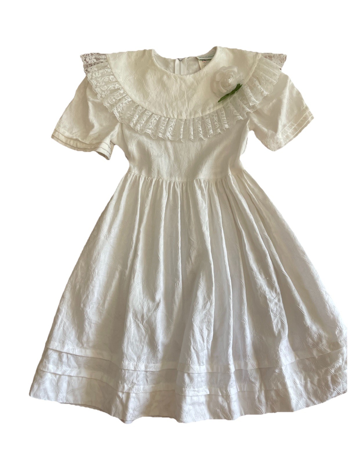 Rare Editions Girls Size 7 Fancy Party Dress Communion All Cotton USA Union Made