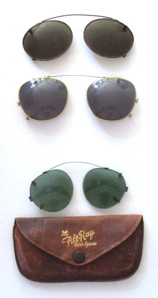 Lot of 3 Vtg Clip On Sunglasses Safilo Italy Bausch & Lomb Filt-Ray