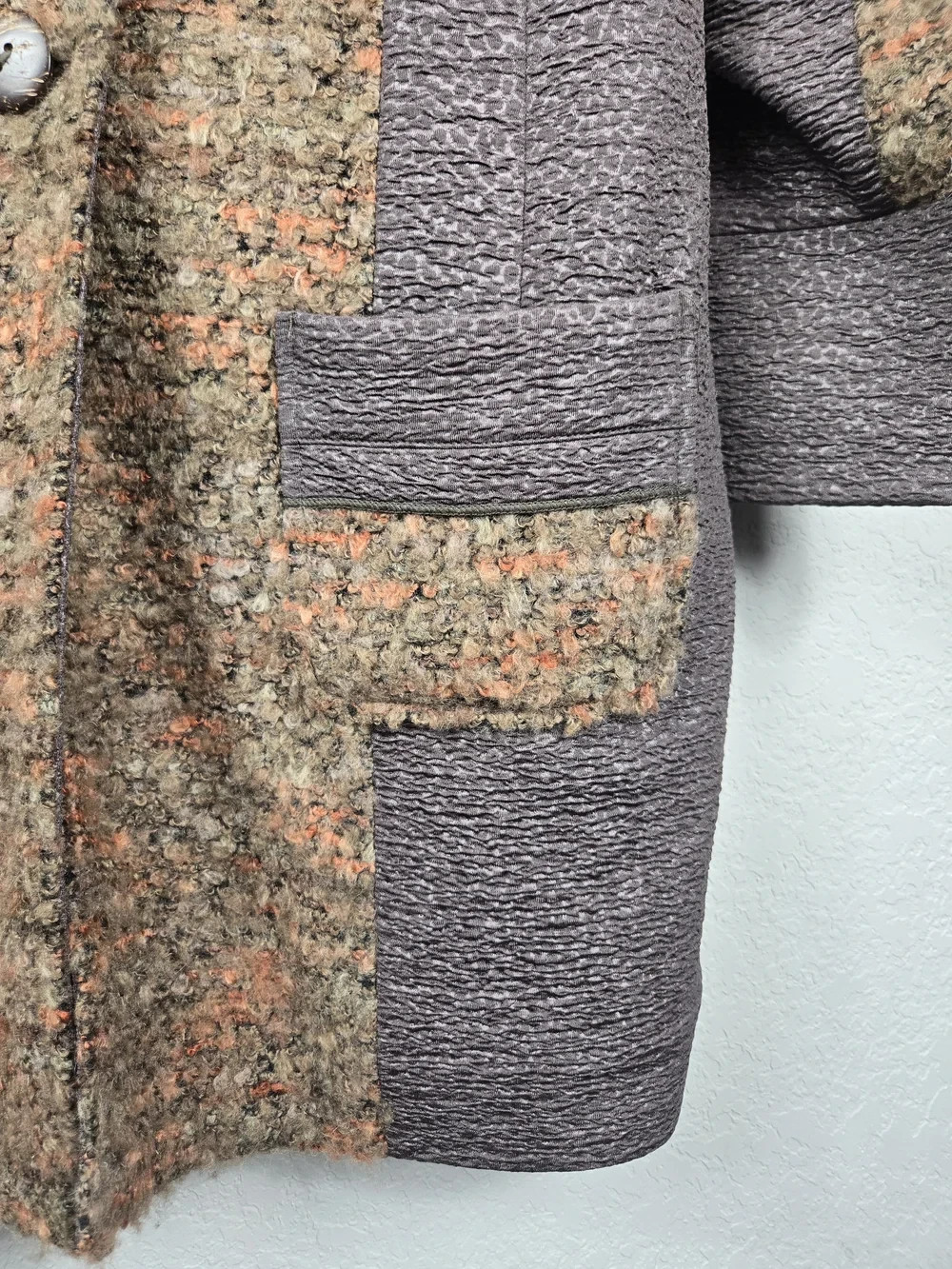Vintage City Girl Nancy Bolen Bouclé Coat Jacket Brown Orange Textured M/L USA