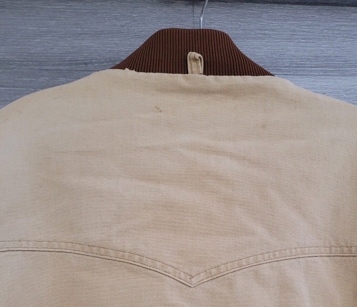 MENS VINTAGE CARHARTT JACKET BROWN CANVAS MESH LINING DISTRESS WORKWEAR MEDIUM