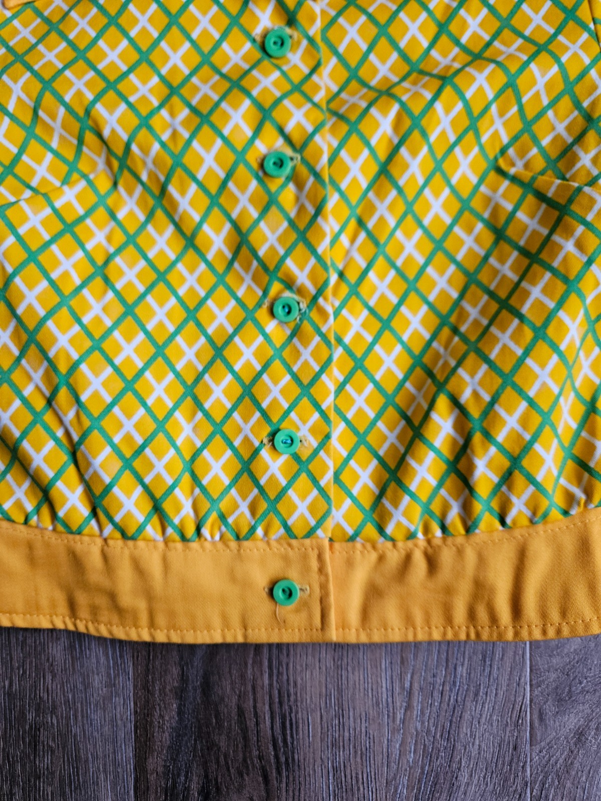 Vintage 50s yellow green women’s top cropped jacket cotton blend made in europe