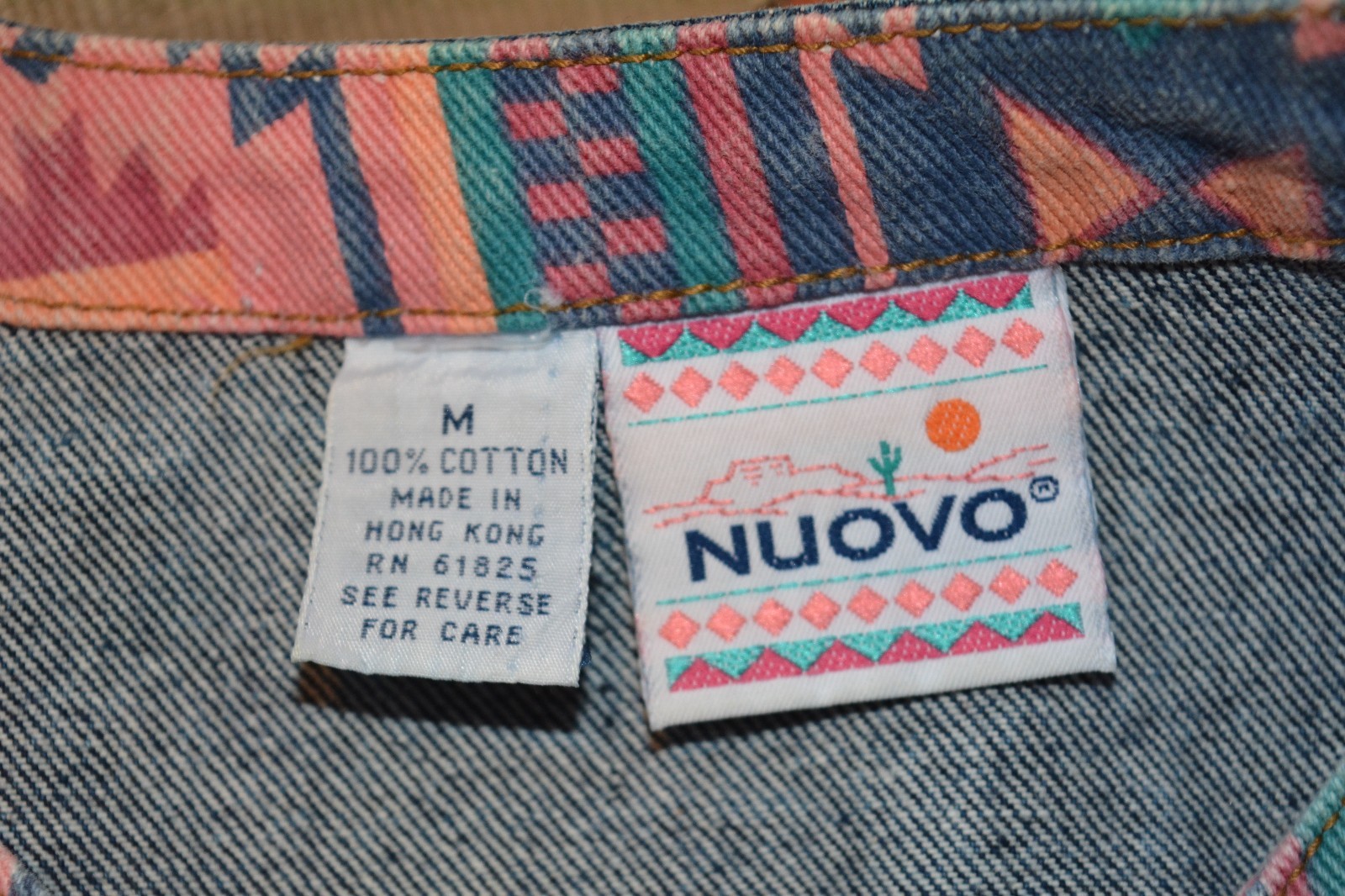 VTG 1980’s Women’s NUOVO Denim Jacket Coat Southwestern Western MED MINT Punk