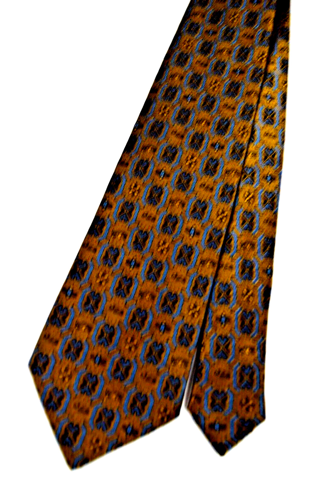 Neck Tie VTG Golden 50s Medallions Butterscotch Taupe Acetate Rayon 56 X 3″