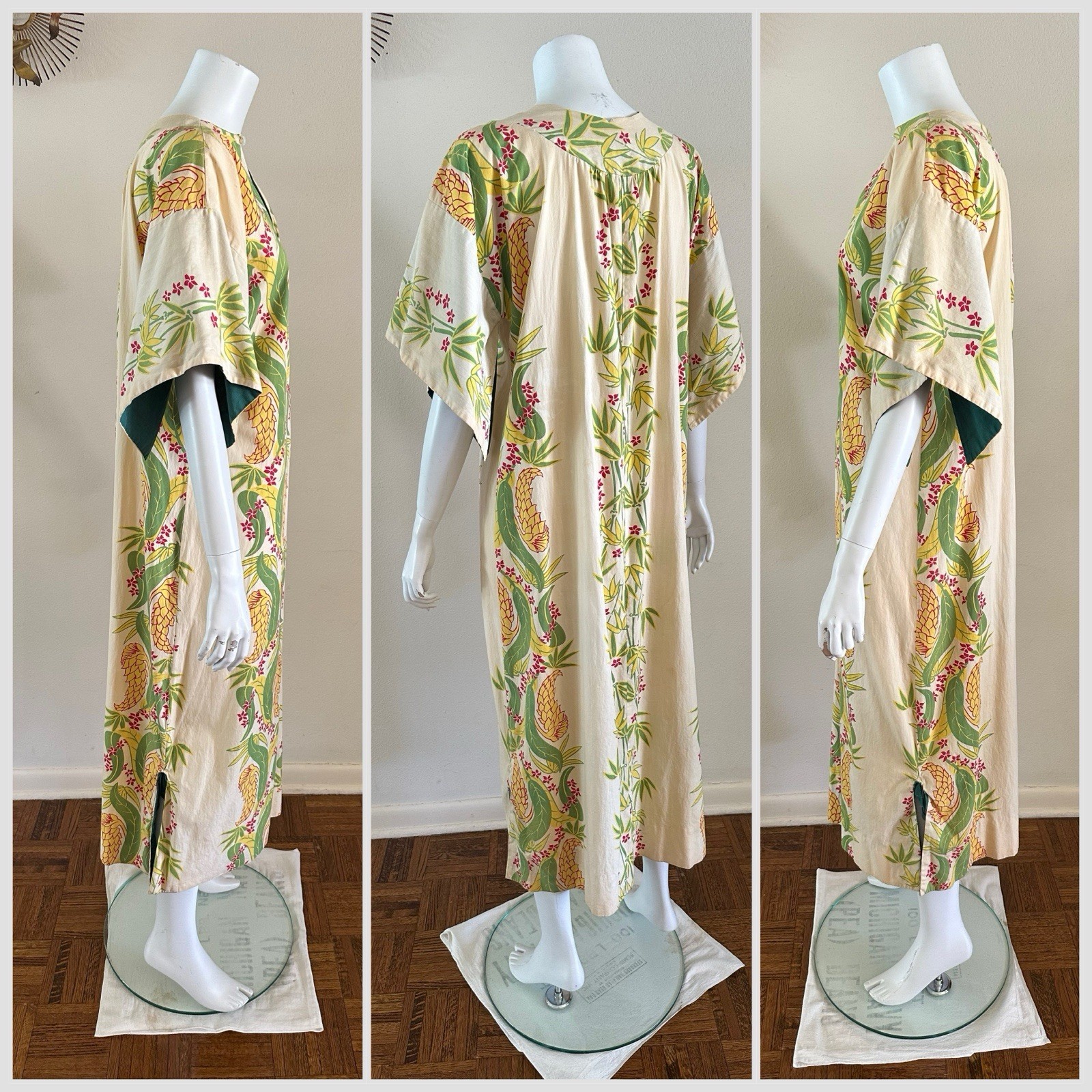 50s Nani of Hawaii Honolulu Pake Muu Dress Tropical Bamboo Tiki Resort Luau VTG