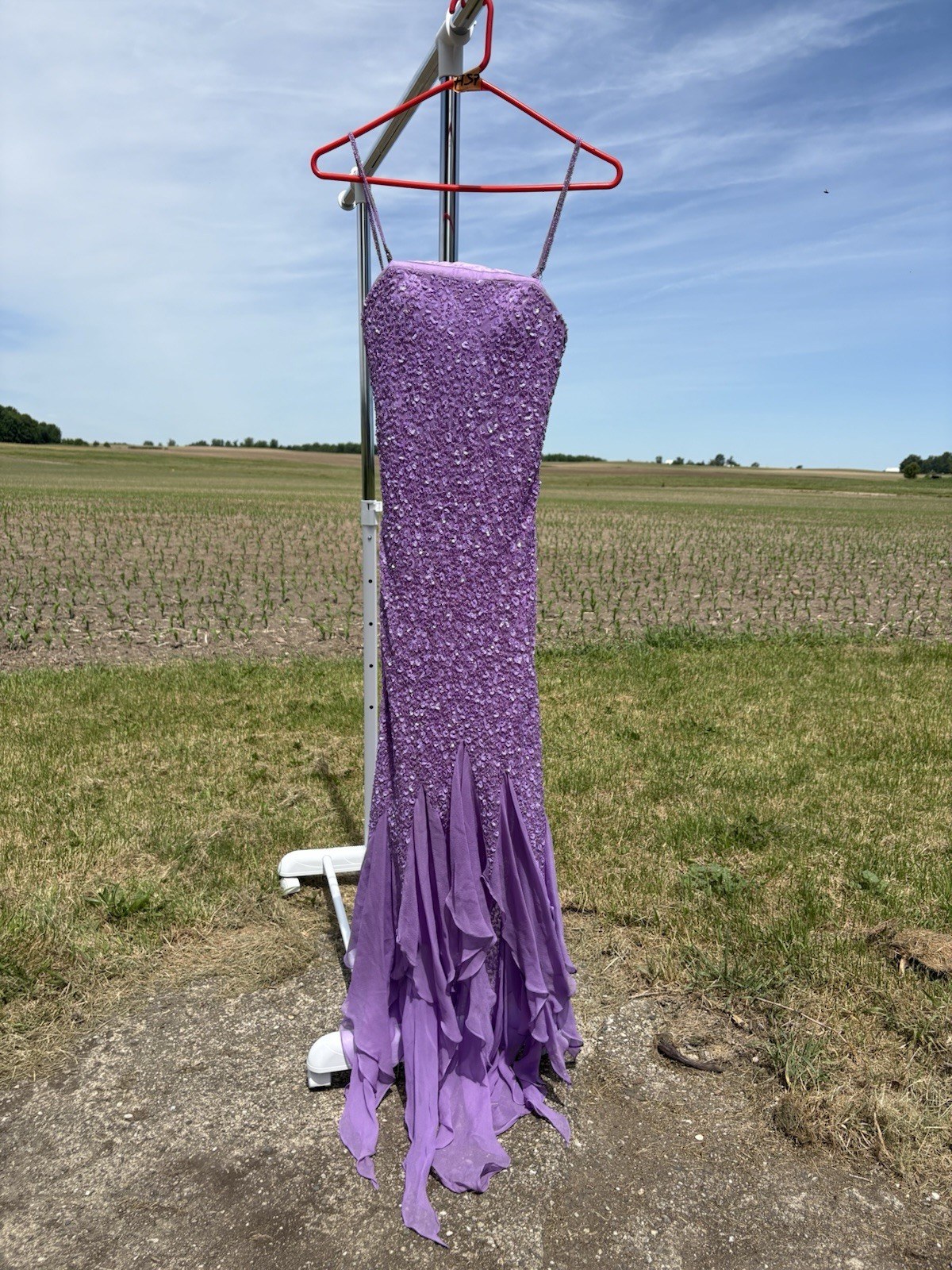 Vintage Scala 100% Silk Purple Beaded Fairy Dress Asymmetrical Mermaid Bottom