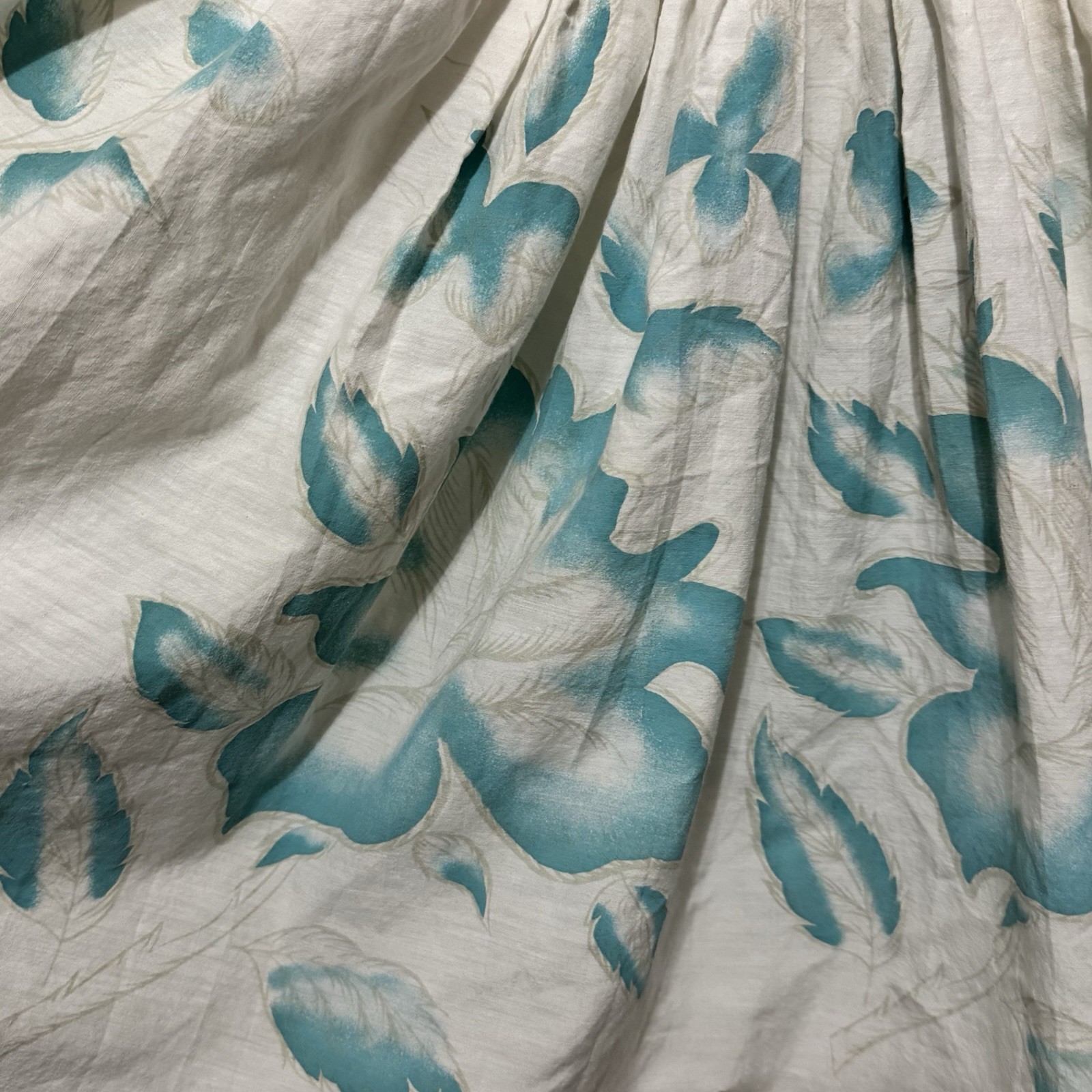 Vintage 50s Handmade fit and flare dress white floral size XS tea rockabilly
