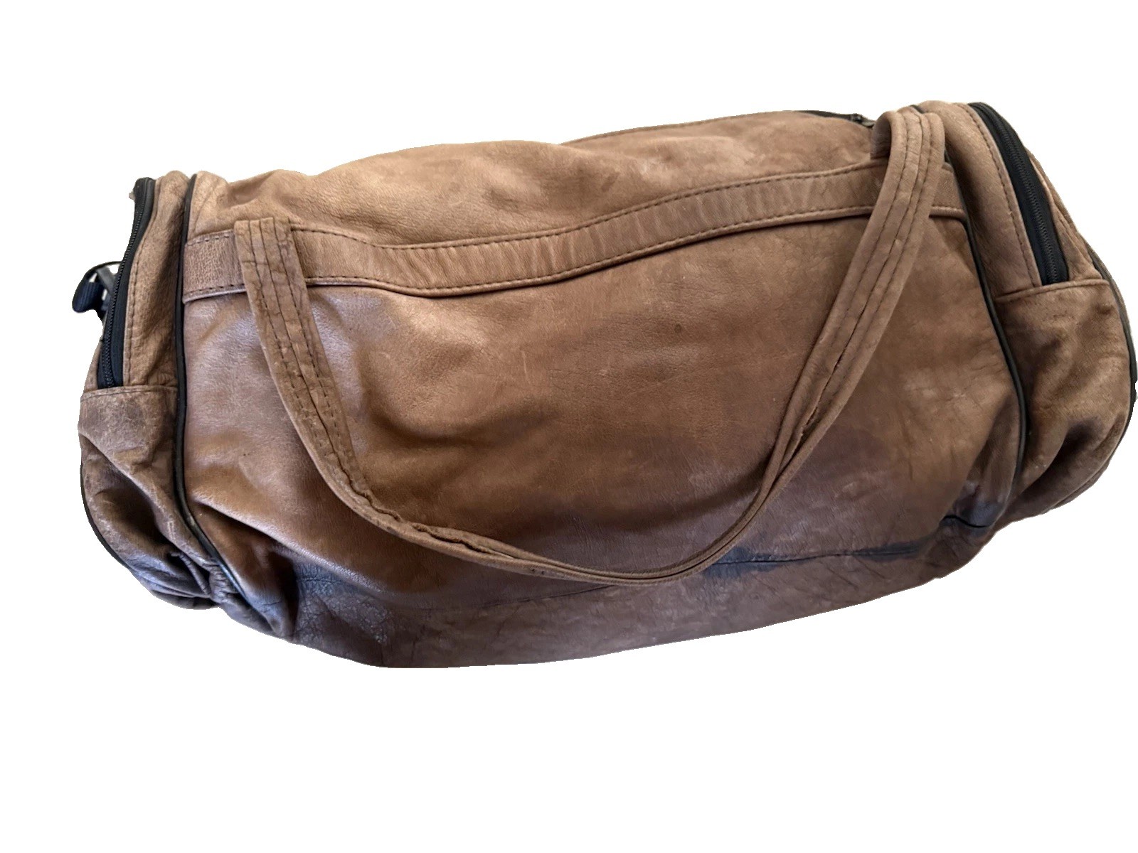 Vintage Eagle Creek Brown Leather Duffle Bag Travel Carry On Weekender 22″