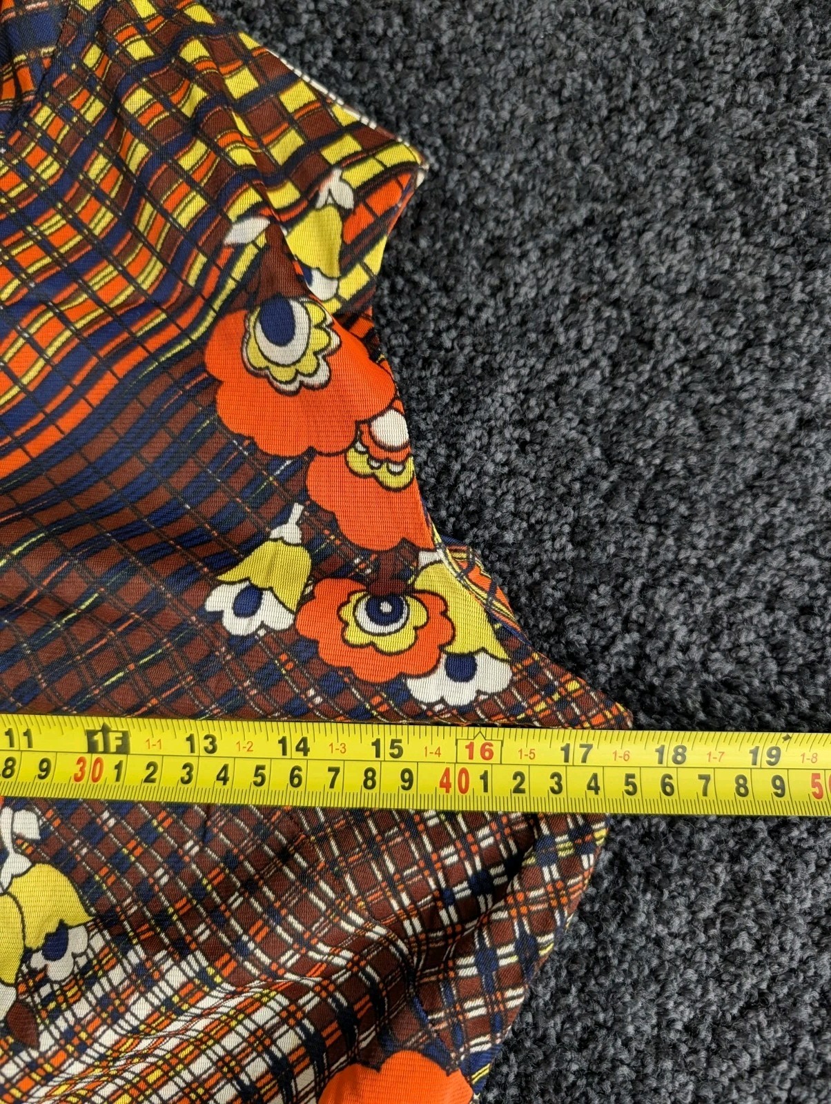 Vintage 1960s Mandarin Collar Maxi Dress Bright Psychedelic Day Glo Hippie S/M