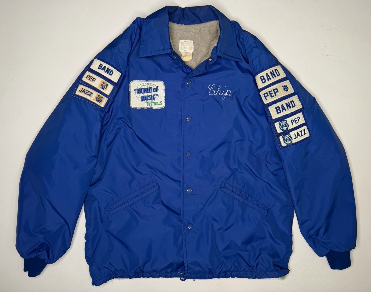 Vintage Simon Kenton Band Fleece Lined Coaches Jacket World Of Music 1985 M