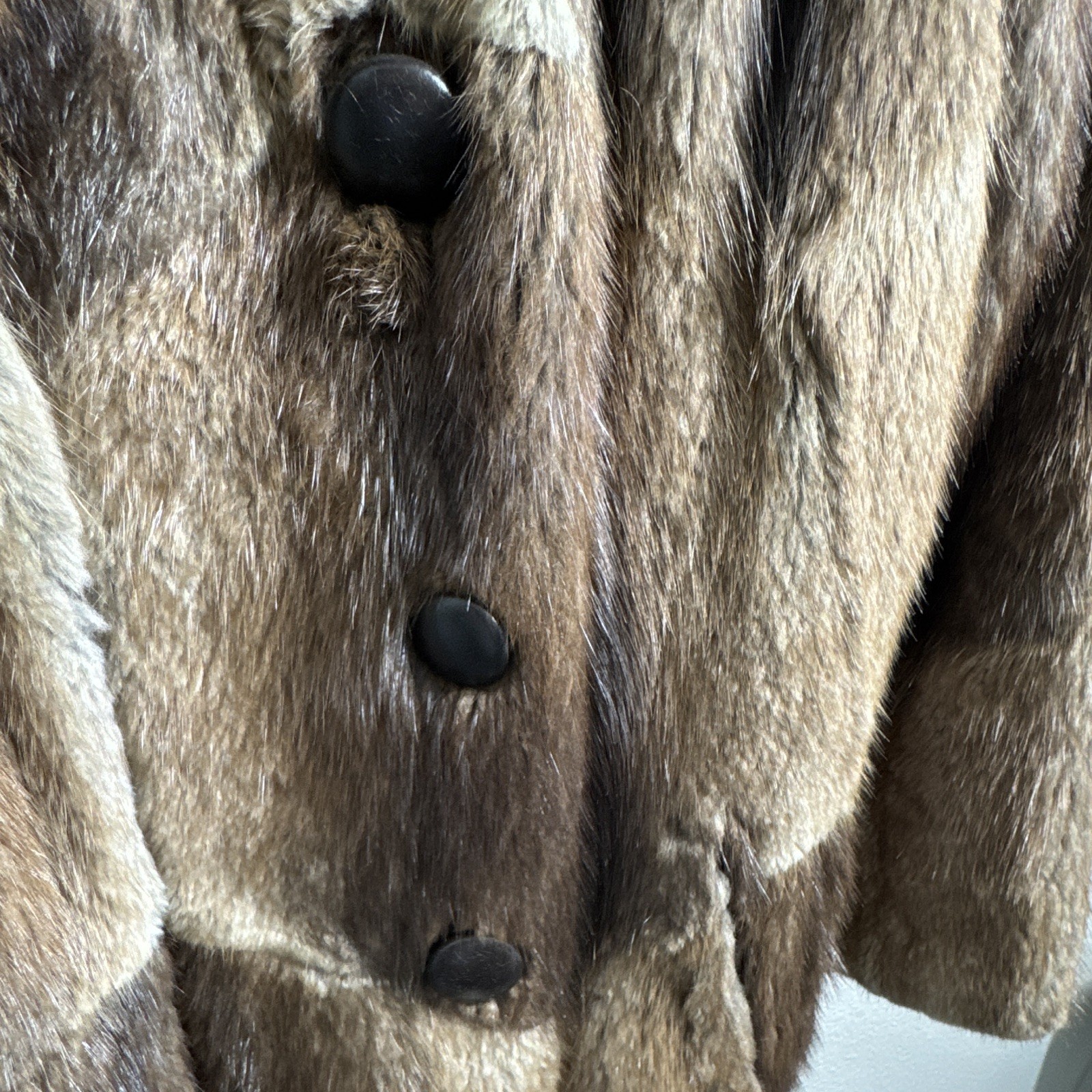 Vintage Genuine Patchwork Mink Fur Coat Fox Fur Shawl Collar Double Breasted