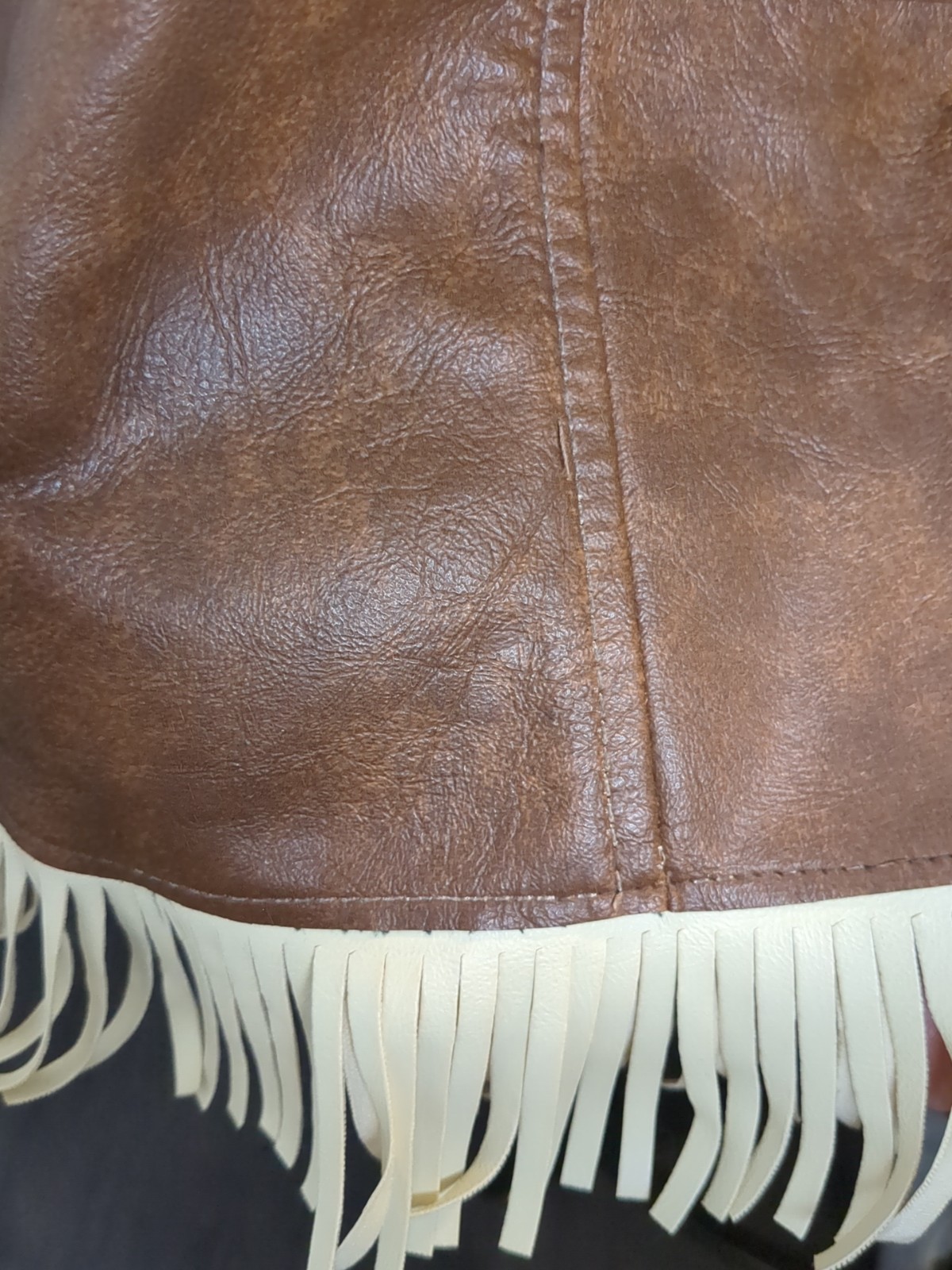 Vintage 60s Pioneer Wear Girls Fringe Skirt & Vest Vegan Leather 2pc SZ 8