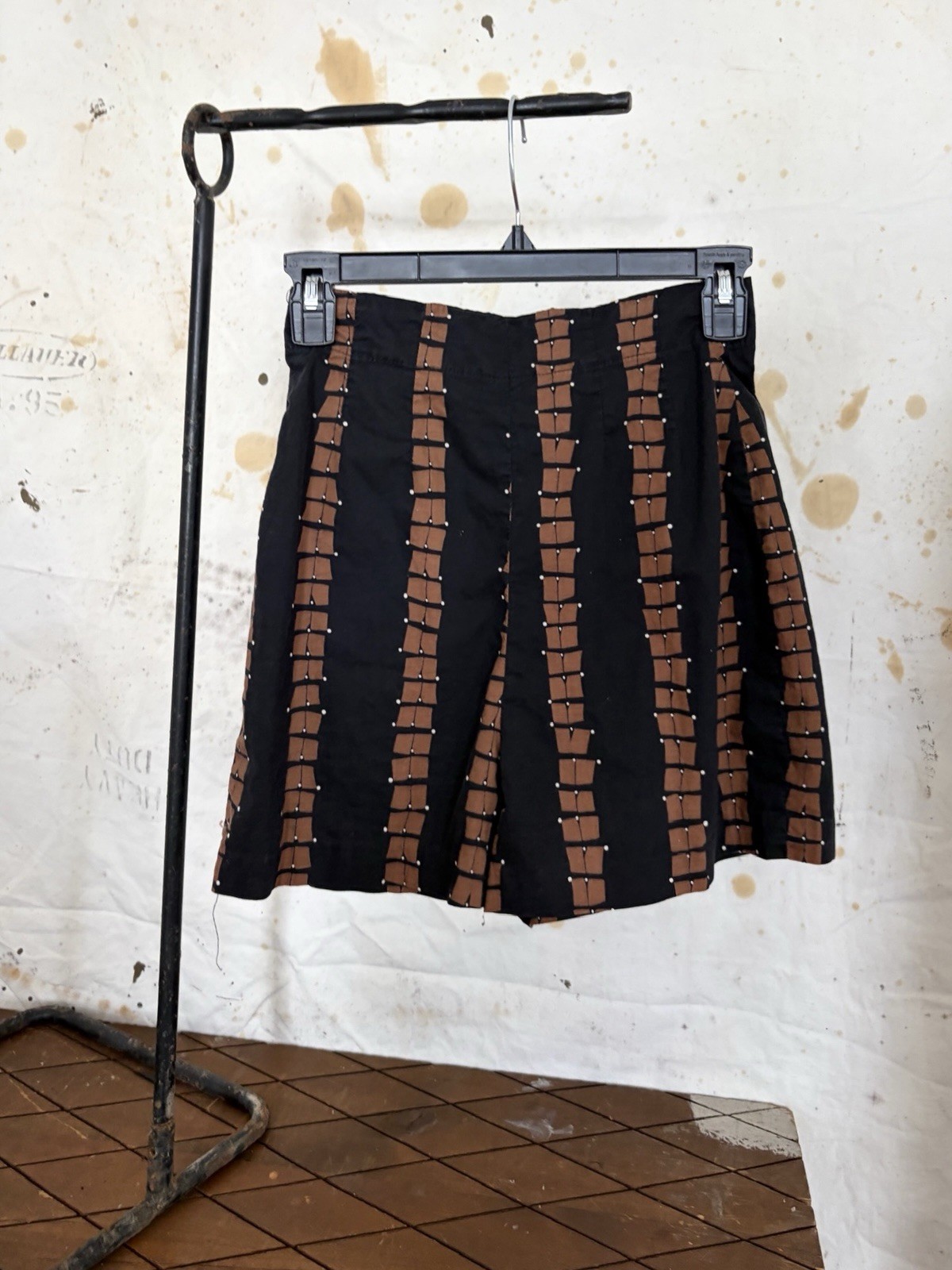 40s 50s Toni Owen Tiki Novelty Print High Waist Play Shorts Talon Zip Pin Up XS