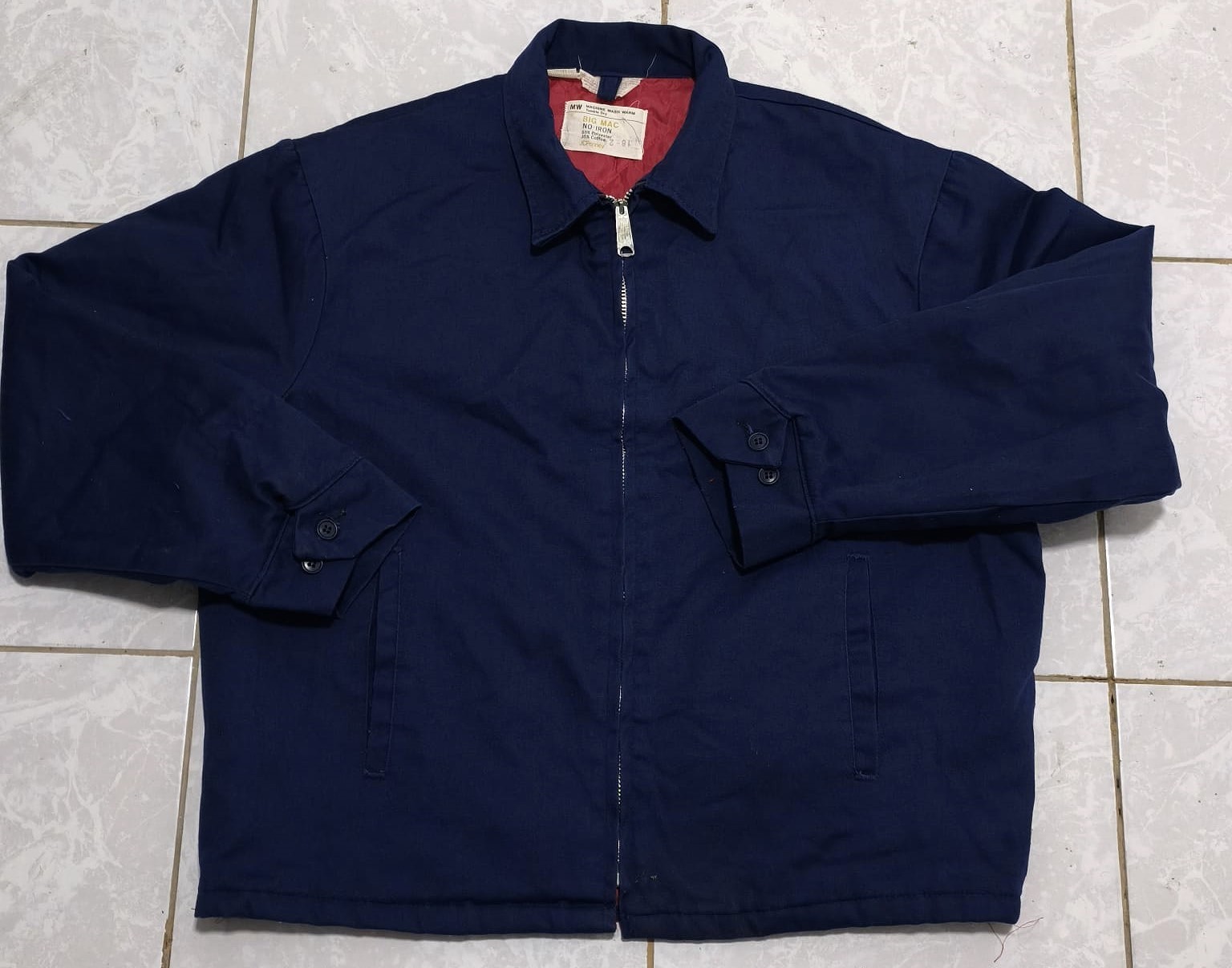 Vintage 70 s Big Mac Quilted Lined Work Jacket Navy Talon USA Zipper Mens L