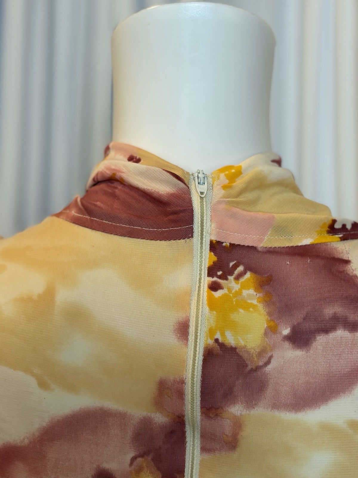 VTG 70s Wide Leg Palazzo Floral Watercolor Psychedelic Acetate Jumpsuit SZ M/L