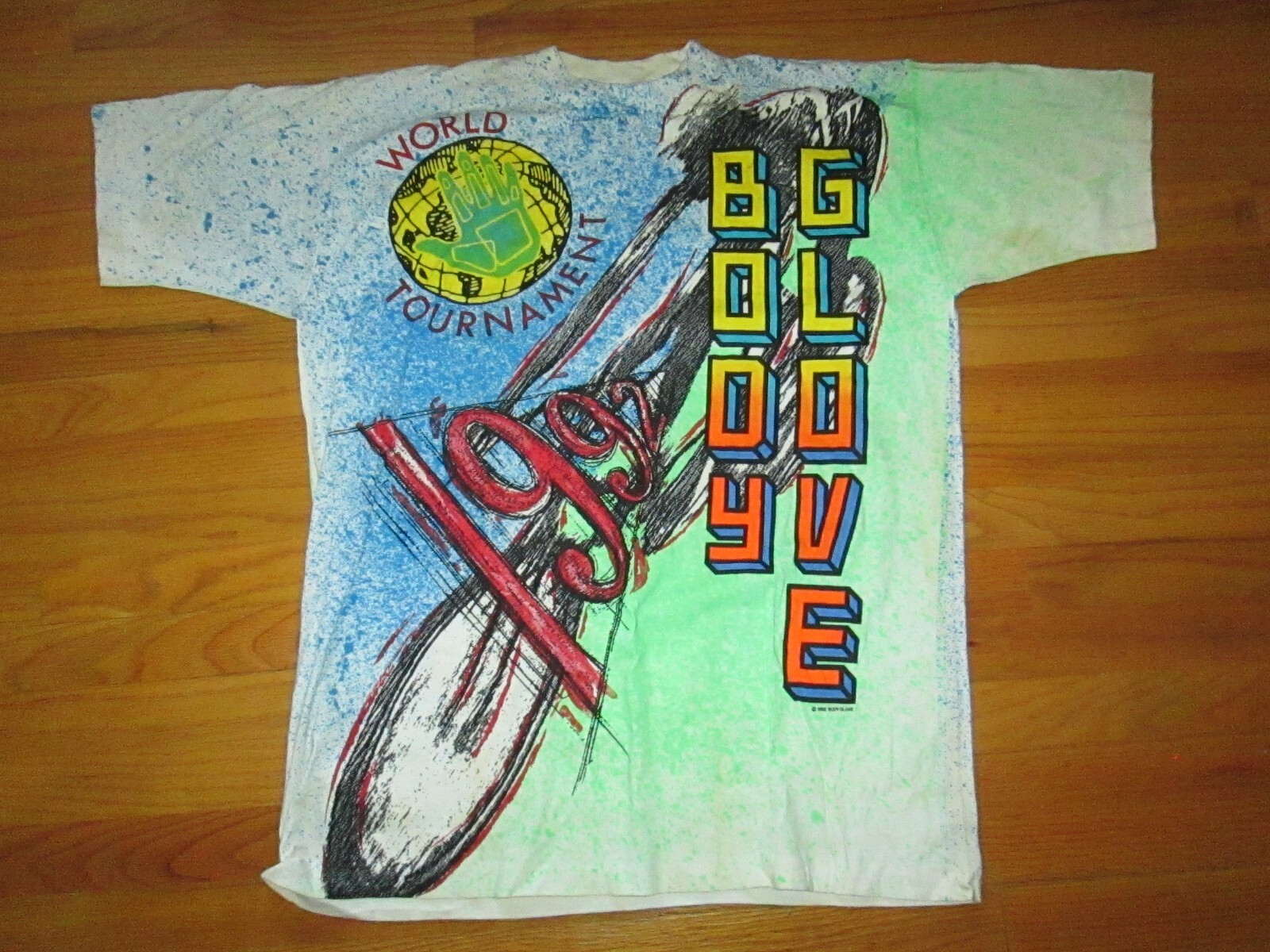 BODY GLOVE Vtg 90s 1992 AOP World Tournament ALL OVER PRINT T Shirt surf XL