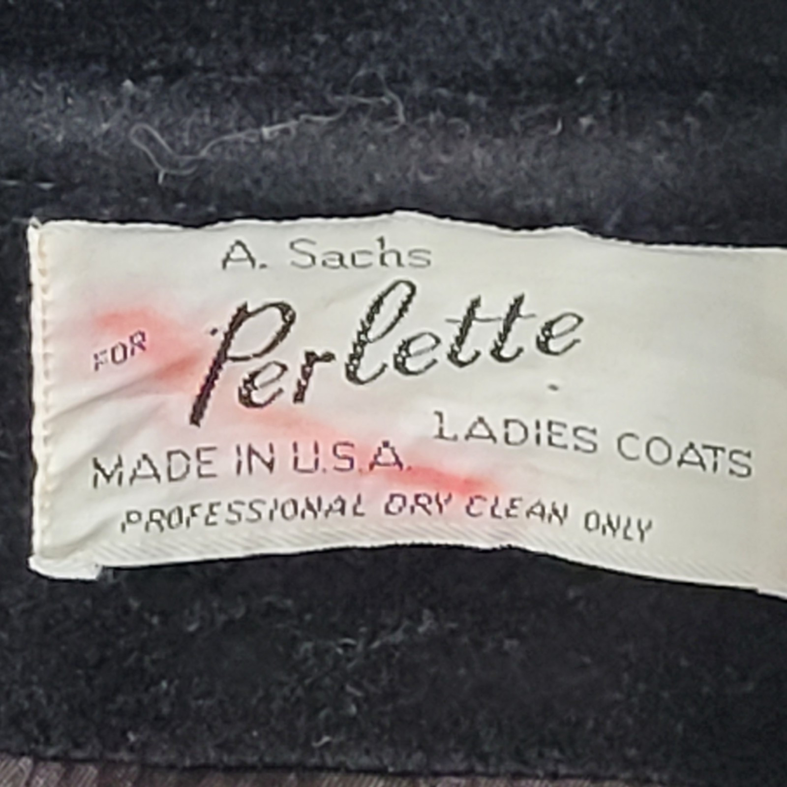 VTG A. Sachs Perlette Wool Overcoat Womens Shawl Collar L/XL Wool Black 80-90’s