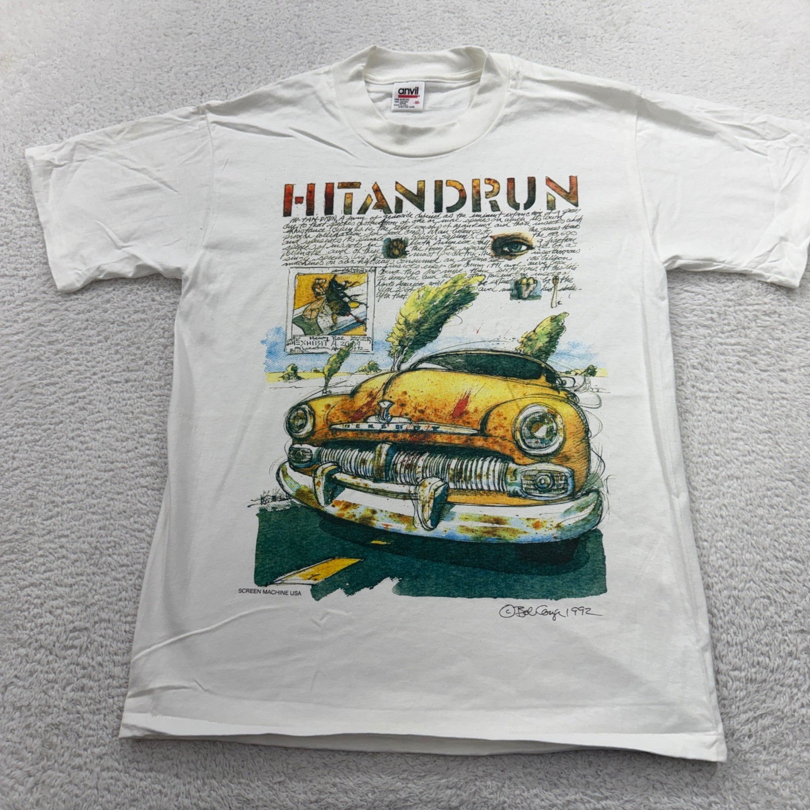 LOT OF 10! VTG 1992 Hit and Run T Shirt Bob Conge Graphic Single Stitch Mens M